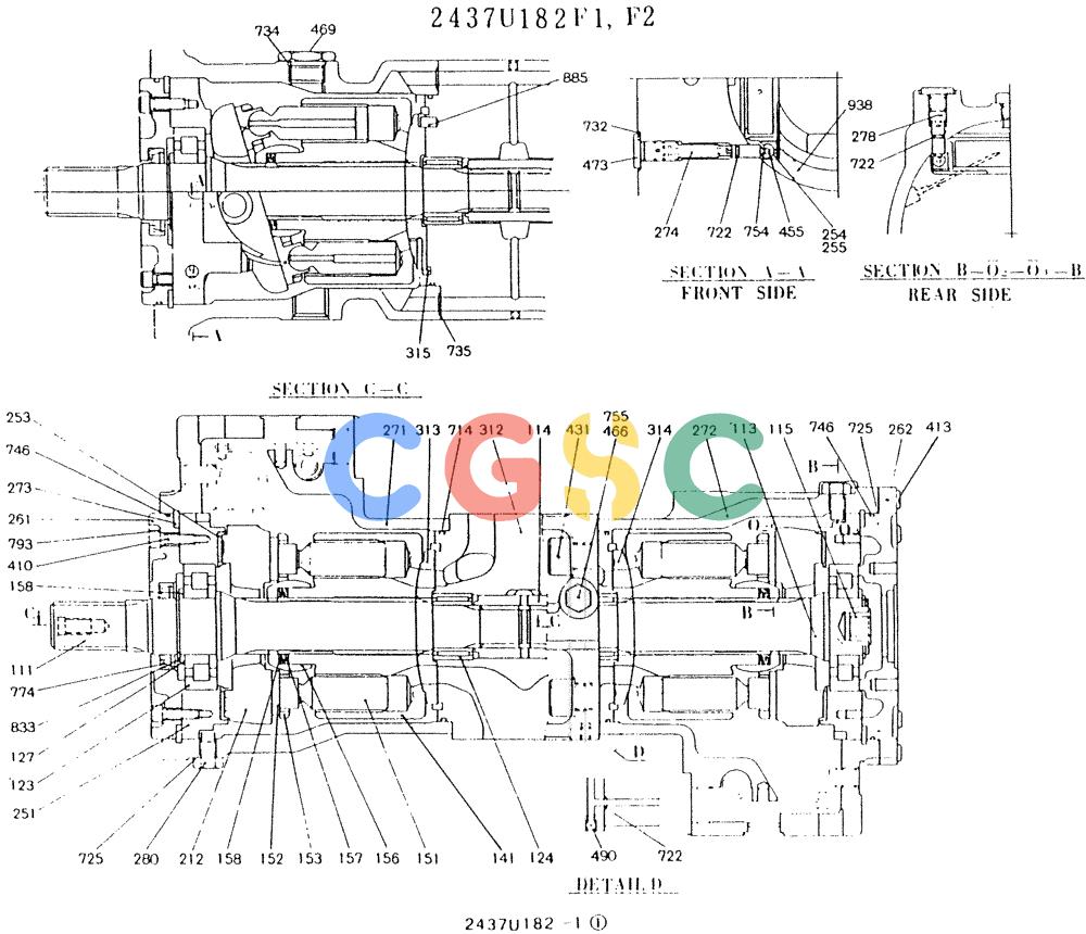 神钢零件查询(K907LC) - MARK II EXCAVATOR BTW YQ0101 - YQ0564 (1/87-12/03) (11-021[01]) - PUMP ASSY Kobelco