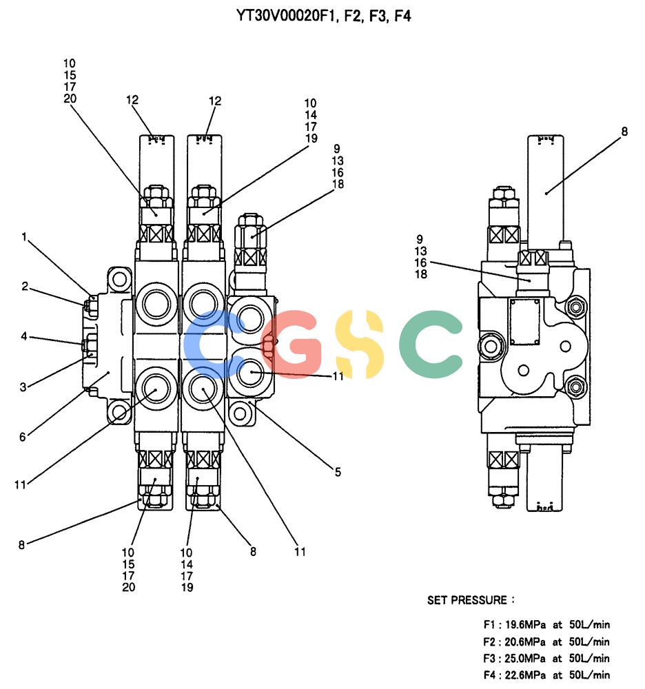 纽荷兰零件查询(E70SR) - MIDI CRAWLER EXCAVATOR ASN YT04-07175 (07-016) - VALVE ASSY, CONTROL (DOZER) New Holland Constructuion