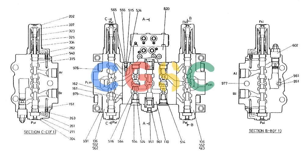 神钢零件查询(MD300LC) - EXCAVATOR BTW YC0101 - YC0300 (1/80-12/06) (08-017[01]) - VALVE ASSY, CONTROL 2434U1928F1 Kobelco
