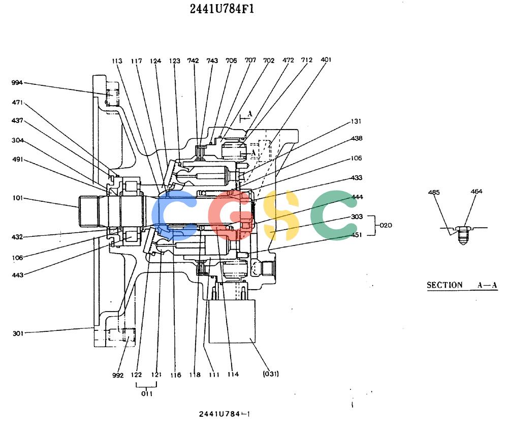 神钢零件查询(MD320BLC) - EXCAVATOR BTW YC0301 - YC0747 (1/80-12/06) (11-029) - MOTOR ASSY, (SWING) 2441U784 F1 Kobelco