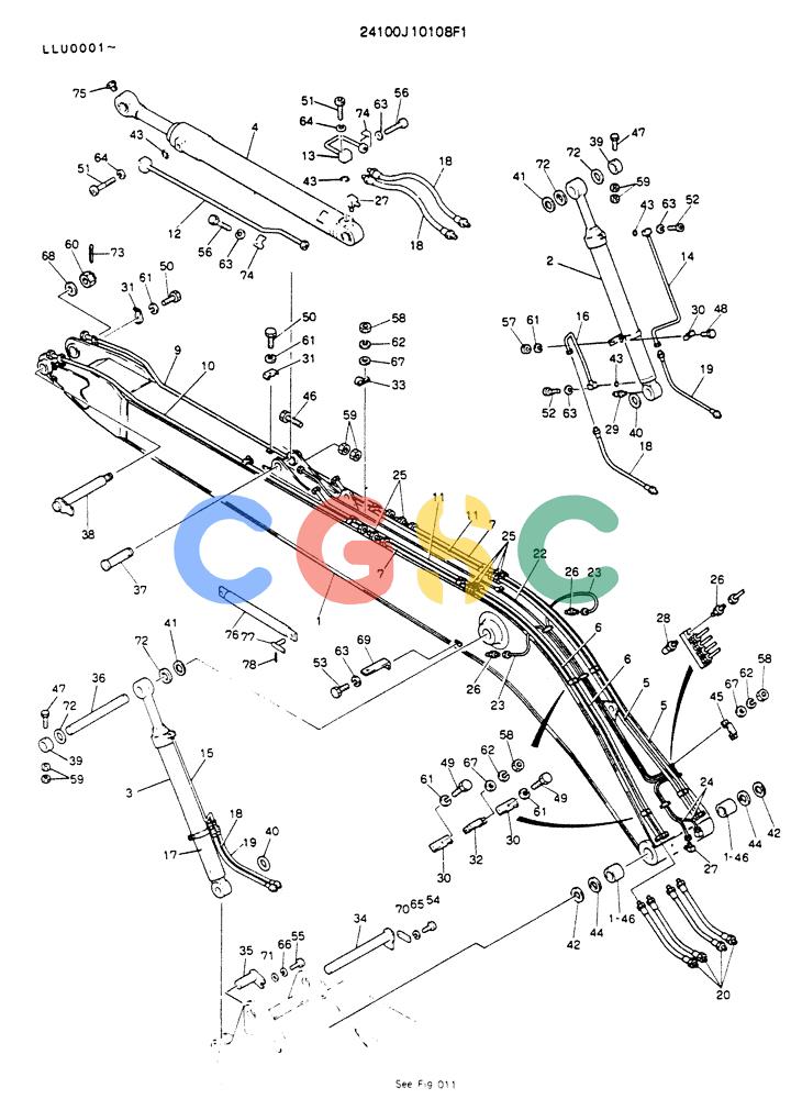 神钢零件查询(K909LC) - MARK II EXCAVATOR ASN LLU-0001 (1/87-12/03) (09-001) - BOOM ASSY, 9.9M Kobelco