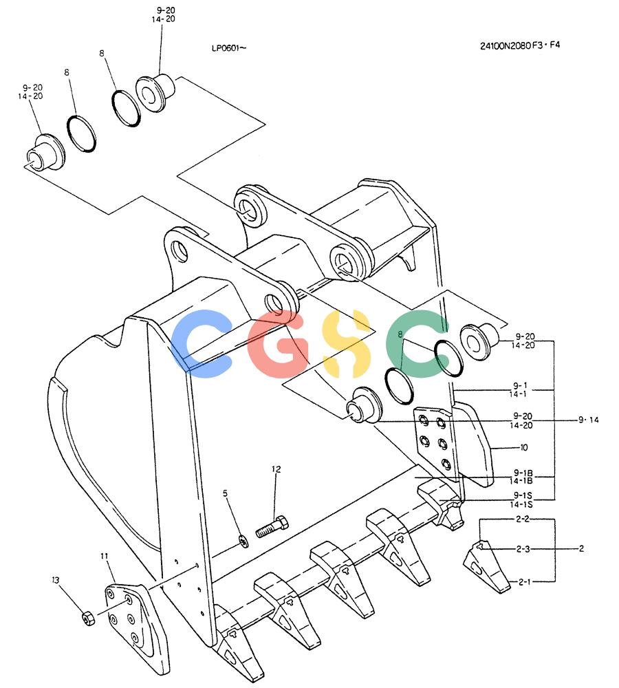 神钢零件查询(K905LC) - EXCAVATOR BTW YP0115 - YP0301 (1/85-12/03) (07-010) - BUCKET ASSY, 0.6M3 Kobelco