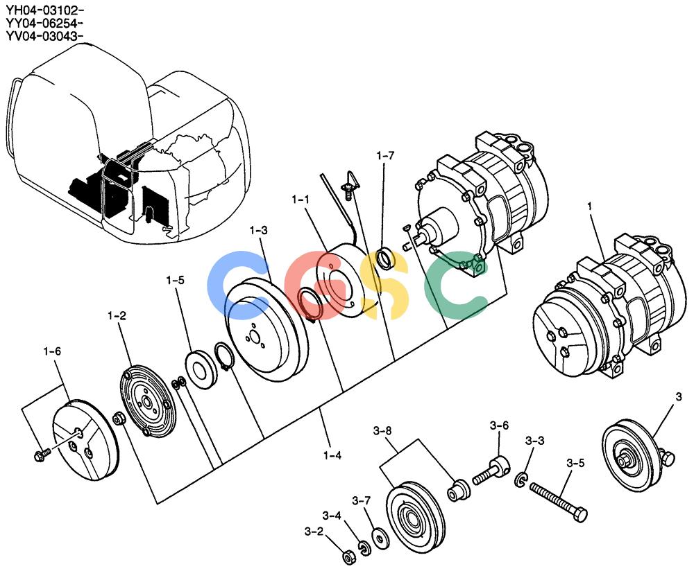 纽荷兰零件查询(E135SR) - CRAWLER EXCAVATOR ASN YY04-06254 (01-061) - COMPRESSOR ASSY, AIR New Holland Constructuion