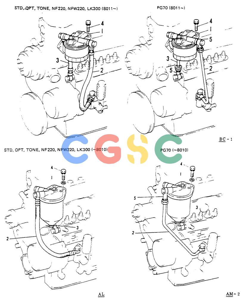 神钢零件查询(65R5P) - MITSUBISHI DIESEL ENGINE - LK300A WHEEL LOADER (1/06-12/06) (07-007) - FUEL FILTER PIPING Kobelco