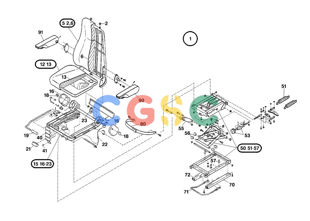 纽荷兰零件查询(EC450) - CRAWLER EXCAVATOR (SN: 750001-UP) (11/99-) (34.502[001]) - OPERATORS SEAT (S/N 750001-UP) New Holland Constructuion
