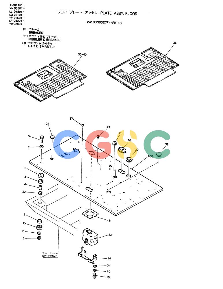 神钢零件查询(CLAMSHELL) - ATTACHMENT - SK200 EXCAVATORS (1/91-12/97) (021-60) - PLATE ASSY, FLOOR 24100N6327F4, F5, F8 Kobelco