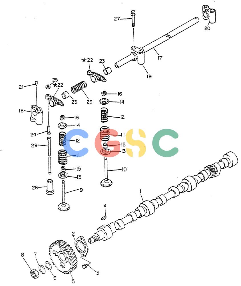 神钢零件查询(FD6(T)14) - NISSAN DIESEL ENGINE ASN 050001 - LK400 & LK500A (1/06-12/06) (02-004) - VALVE MECHANISM Kobelco
