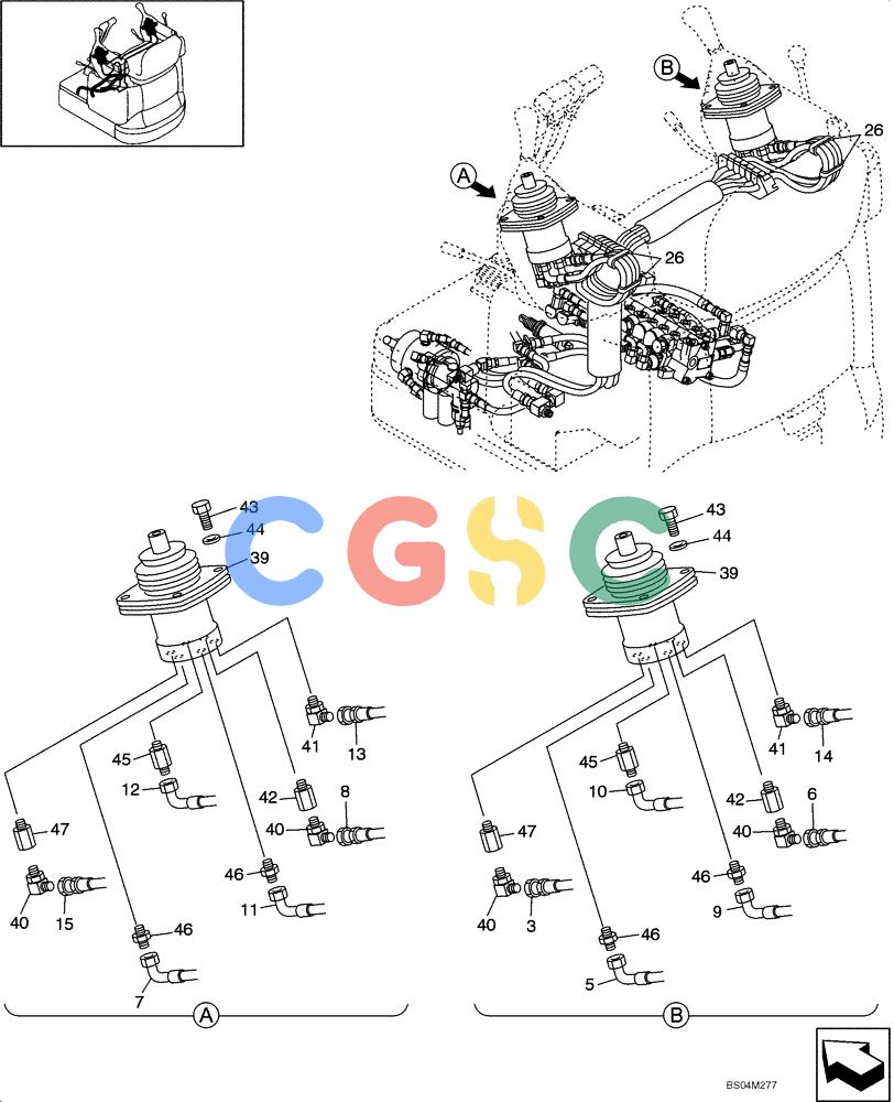 纽荷兰零件查询(E15) - COMPACT CRAWLER EXCAVATOR (N.A.) (1/06-) (08-06[00]) - HYDRAULICS - PILOT CONTROL LINES, REMOTE CONTROL (A) New Holland Constructuion