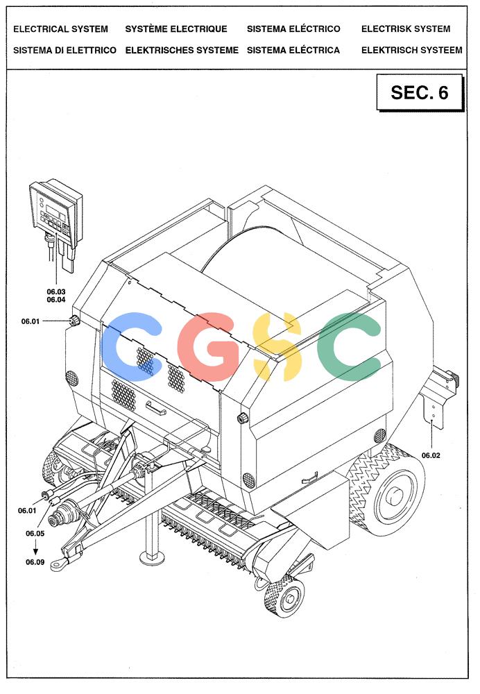 凯斯零件查询(RBX341) - SILAGE PACK ROUND BALER (3/03-12/05) (0.0022[01]) - SECTION LIST 6 - ELECTRICAL SYSTEM Case Agriculture