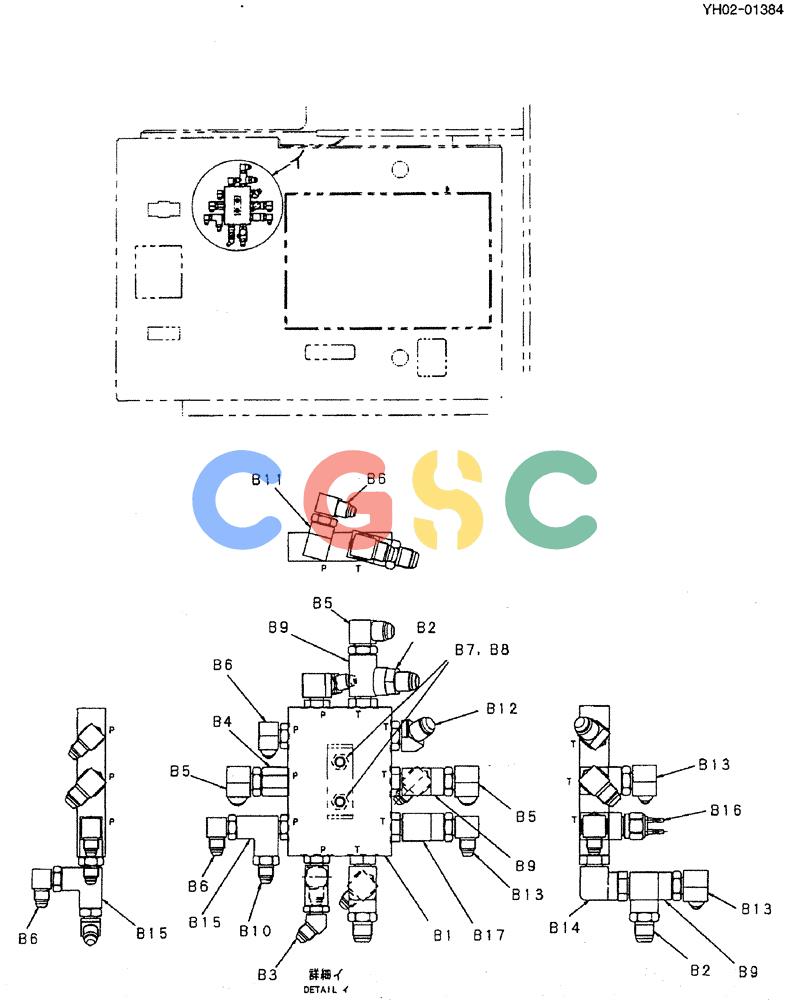 神钢零件查询(ED150) - BLADE RUNNER EXCAVATOR/DOZER ASN YH02-01384 (4/02-12/03) (01-010[2]) - CONTROL LINES, REMOTE Kobelco