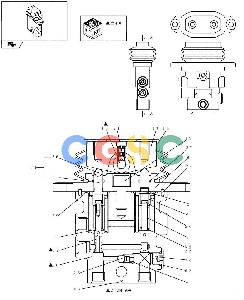 纽荷兰零件查询(E235BSR) - CRAWLER EXCAVATOR (5/07-) (1.072[04]) - PILOT VALVE - COMPONENTS - NIBBLER & BREAKER New Holland Constructuion