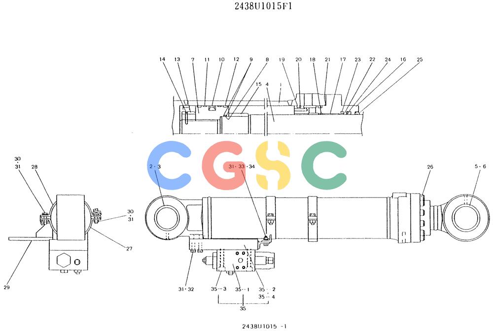 神钢零件查询(K907LC) - MARK II EXCAVATOR BTW YQ0101 - YQ0564 (1/87-12/03) (11-029) - CYLINDER ASSY (BOOM) 2438U1015F1 Kobelco