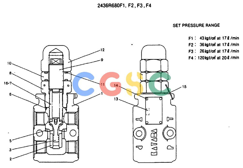 神钢零件查询(MD240C) - EXCAVATOR BTW LLU0301 - LLU0600 (1/80-12/06) (16-001) - VALVE ASSY, RELIEF - 2436R680F1-F4 Kobelco