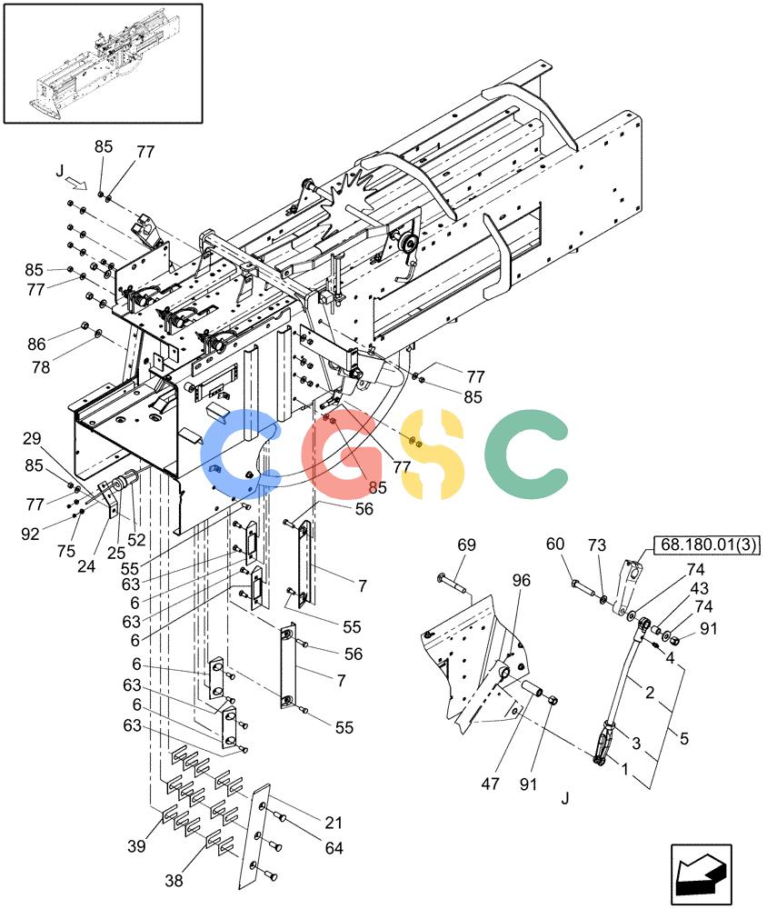 凯斯零件查询(SB541C) - SMALL SQUARE BALER (9/09-12/10) (62.150.03[3]) - STATIONARY KNIFE, NEEDLE YOKE ROD & HAY WEDGES, SB541C Case Agriculture