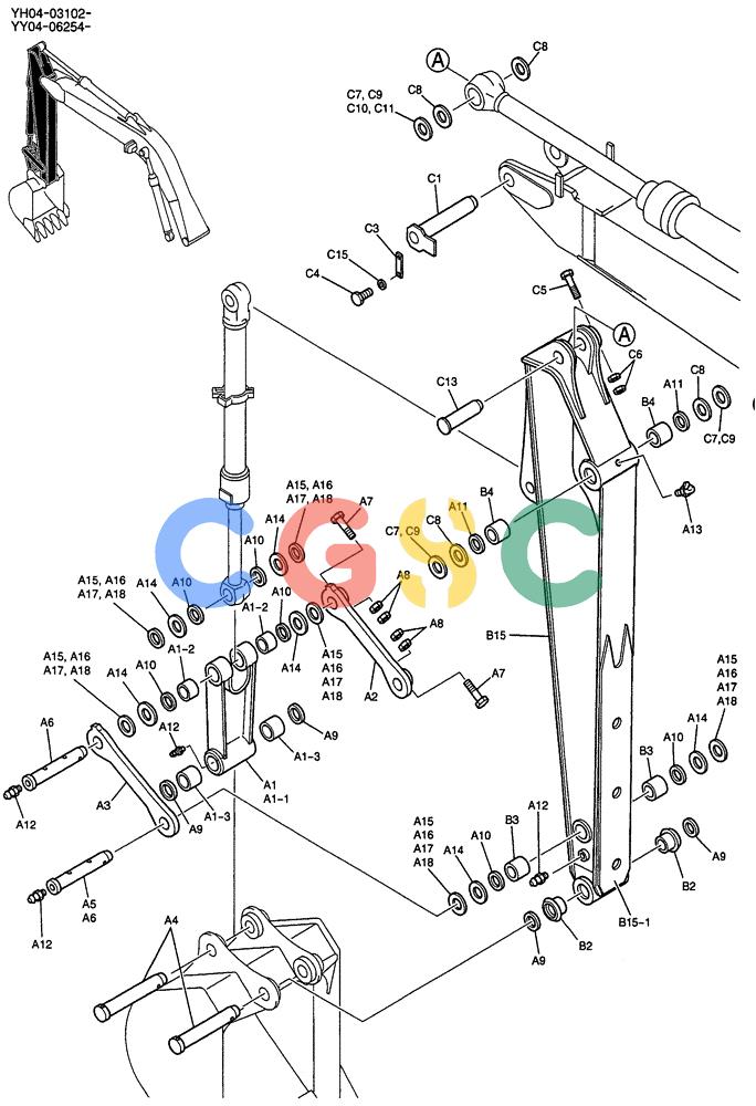 纽荷兰零件查询(E135SR) - CRAWLER EXCAVATOR ASN YY04-06254 (03-004) - ARM ASSY, STD 2.45M New Holland Constructuion