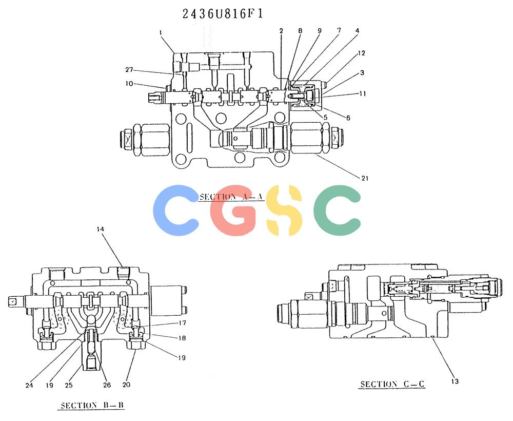 神钢零件查询(K903) - MARK II EXCAVATOR BTW LE6601 - LE7871 (1/88-12/03) (11-032[02]) - VALVE ASSY, CONTROL (SWING) Kobelco