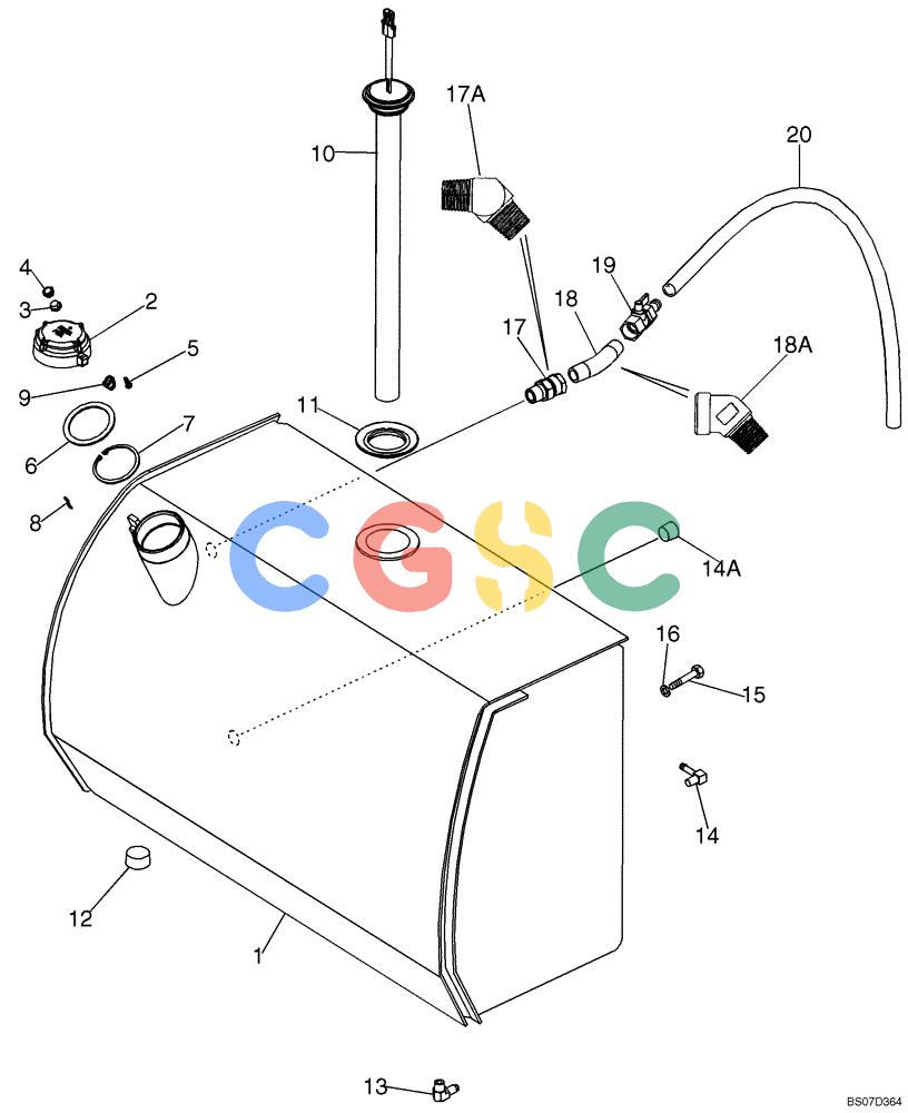 纽荷兰零件查询(D95) - CRAWLER DOZER - NA (1/06-) (03-04) - FUEL TANK (IF USED) New Holland Constructuion