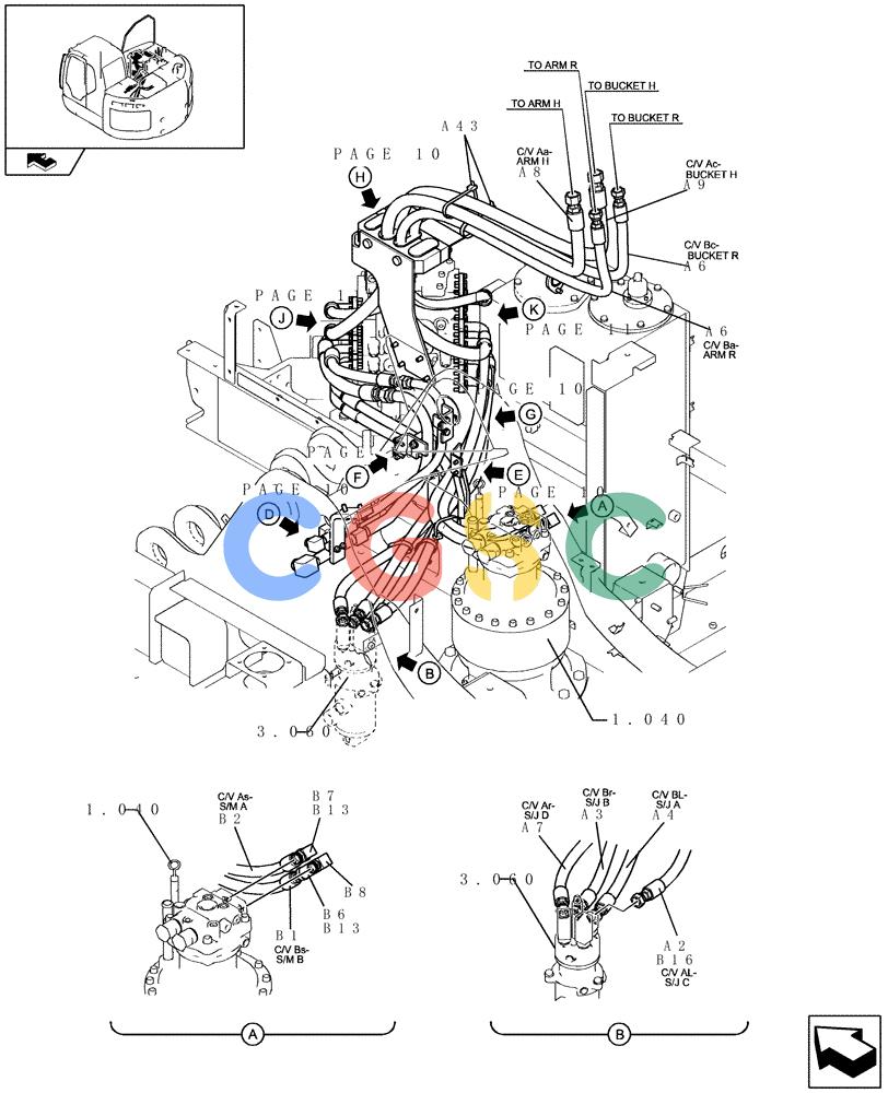 纽荷兰零件查询(E235BSR) - CRAWLER EXCAVATOR (5/07-) (1.050[08]) - PUMP/CONTROL VALVE PIPING New Holland Constructuion