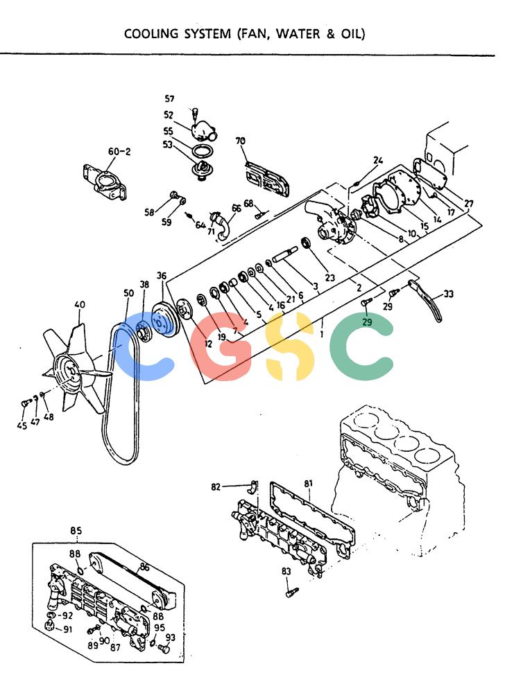 神钢零件查询(MD140C) - EXCAVATOR BTW YPU0301 - YPU0500 (1/80-12/06) (17-012) - COOLING SYSTEM (FAN, WATER & OIL) Kobelco