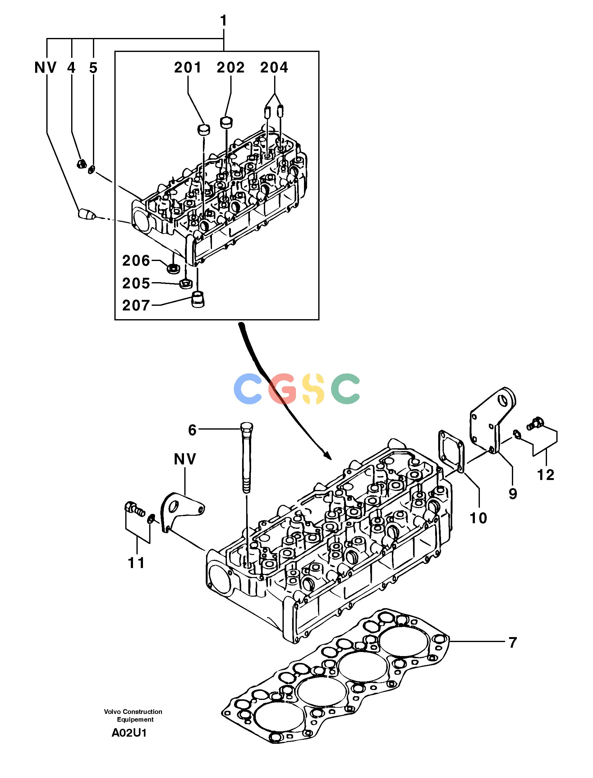 沃尔沃零件查询EW70VV Cylinder headTYPE 262262.10151-NoneNoneNoneNoneAutodata Volvo online