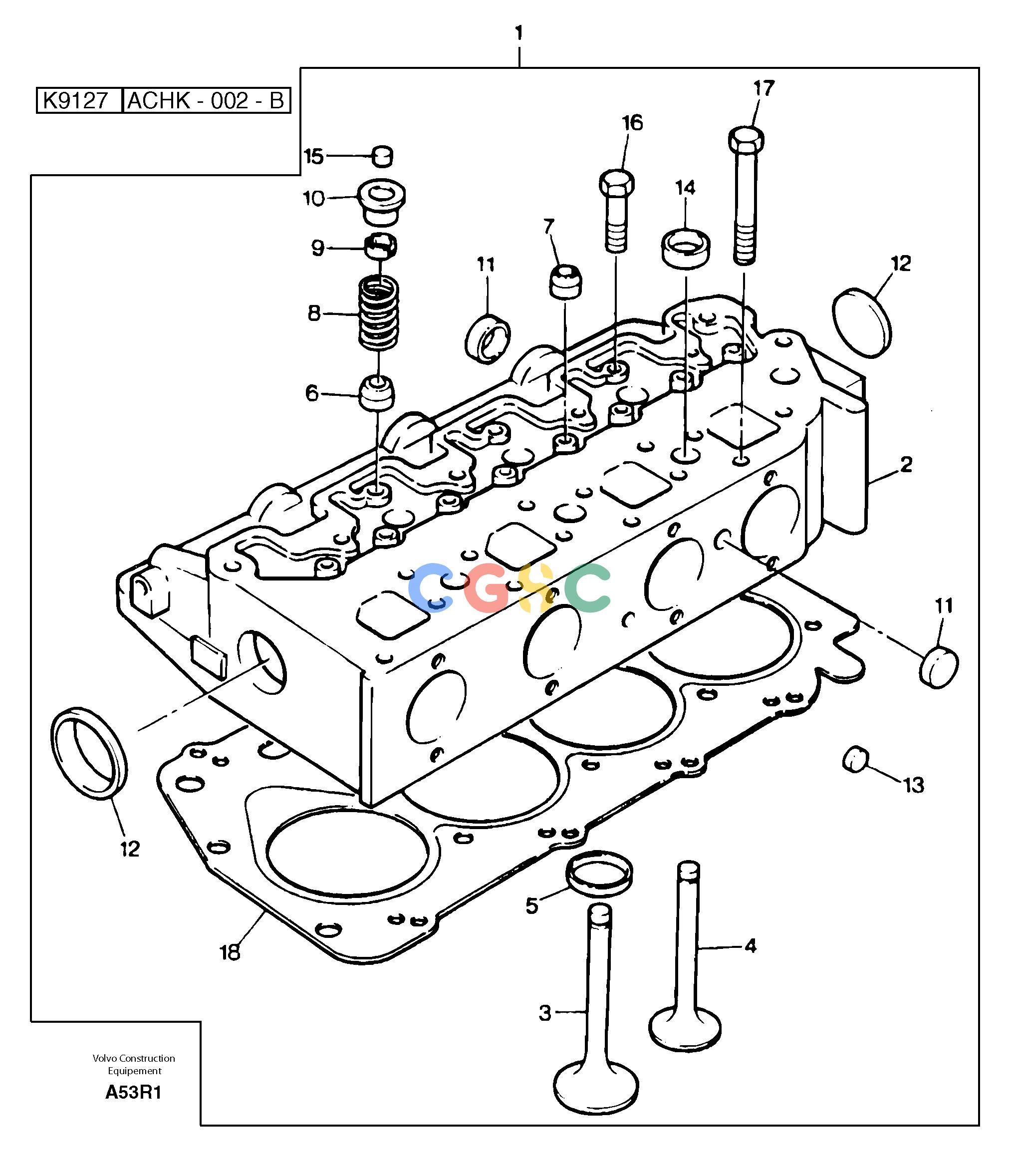 沃尔沃零件查询EC50 Cylinder headTYPE 247. KR80667J-NoneNoneNoneNoneAutodata Volvo online