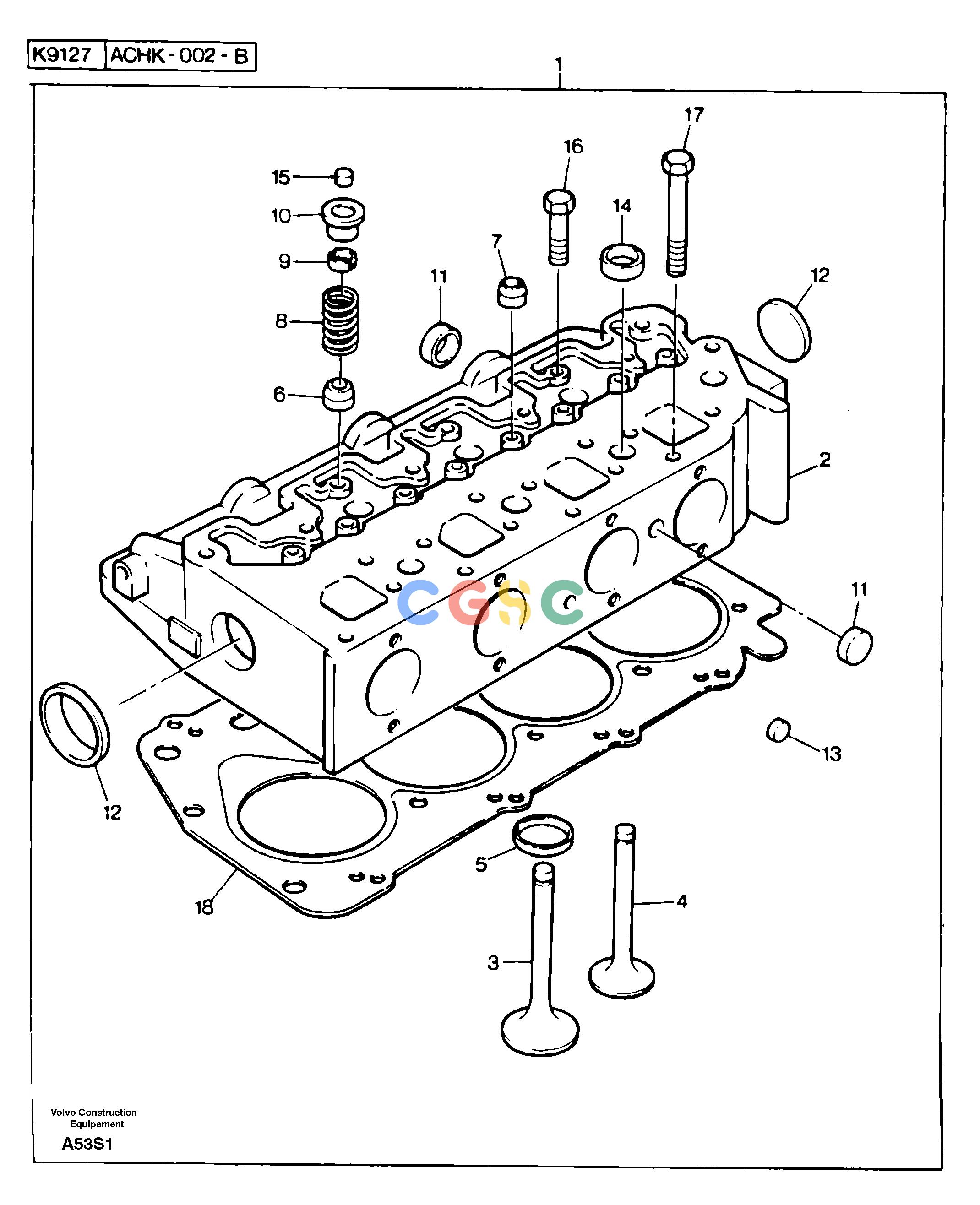 沃尔沃零件查询EW50 Cylinder headTYPE 256. KR80667J-NoneNoneNoneNoneAutodata Volvo online