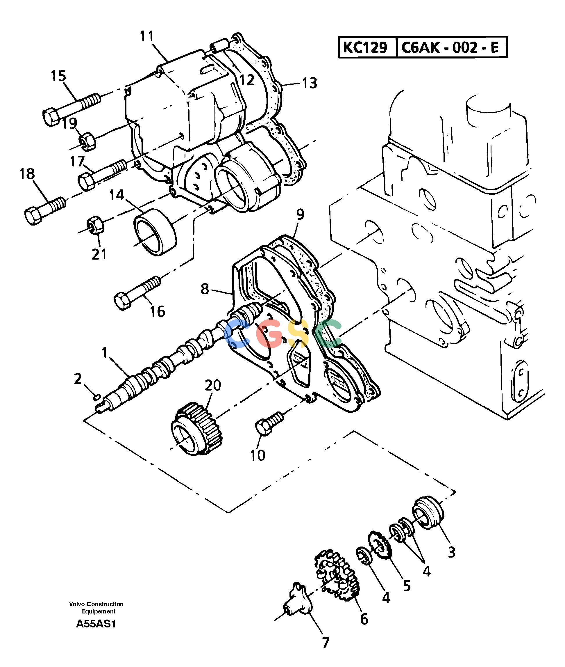 沃尔沃零件查询EW50 Timing gear and camshaftTYPE 256. KR80667U-NoneNoneNoneNoneAutodata Volvo online