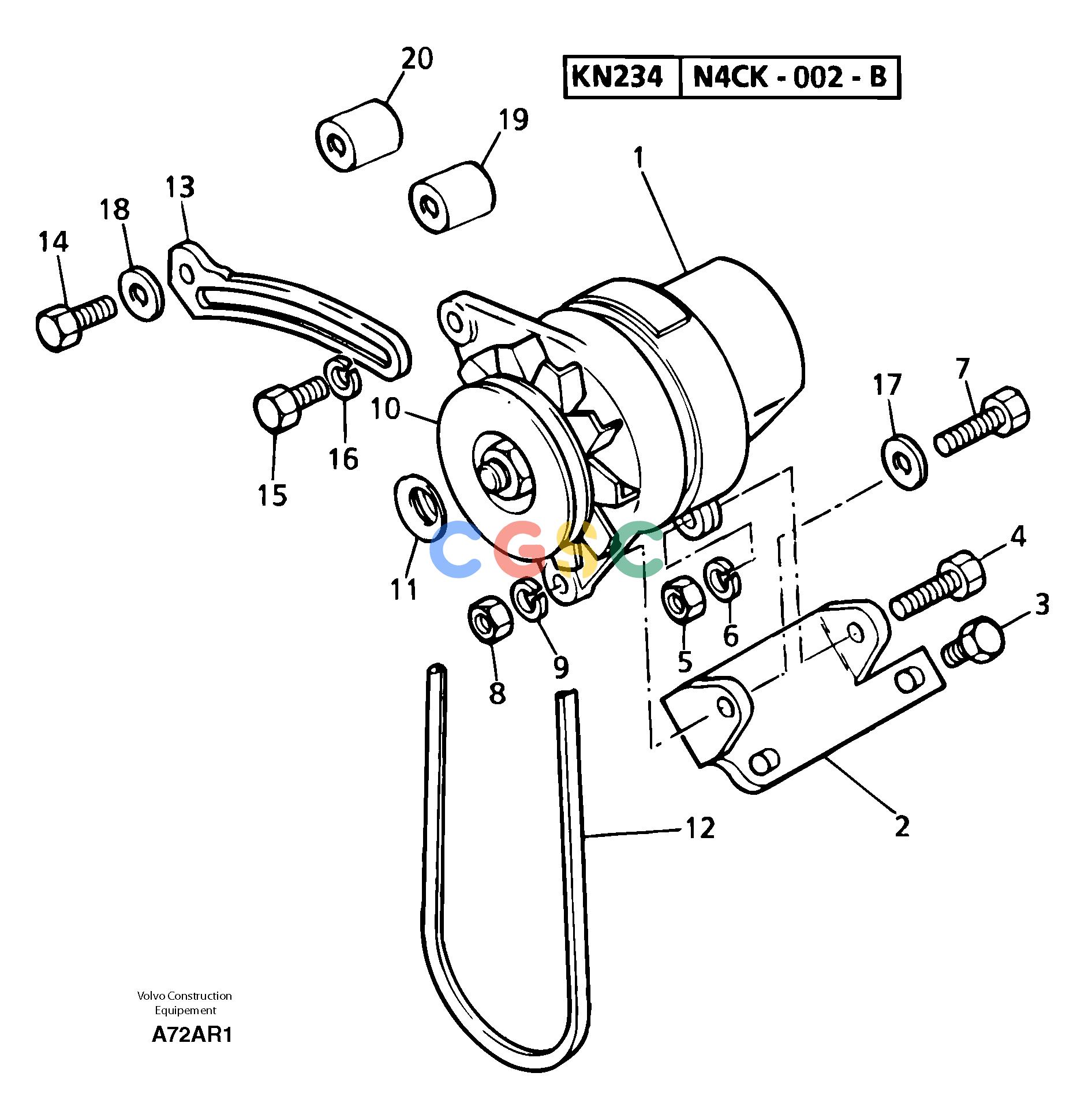 沃尔沃零件查询EC50 Alternator installationTYPE 247KR80667U-NoneNoneNoneNoneAutodata Volvo online