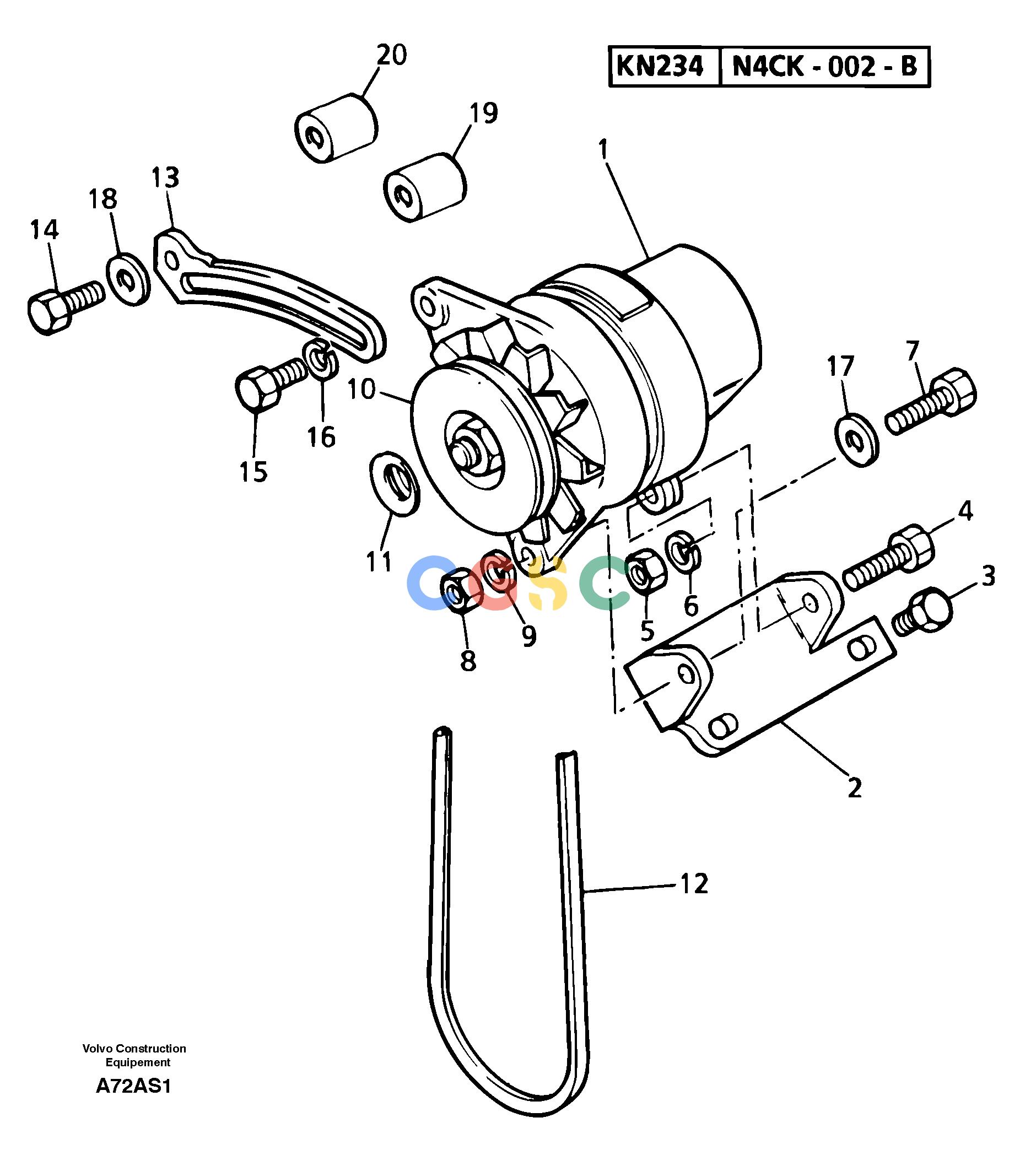 沃尔沃零件查询EW50 Alternator installationTYPE 256KR80667U-NoneNoneNoneNoneAutodata Volvo online