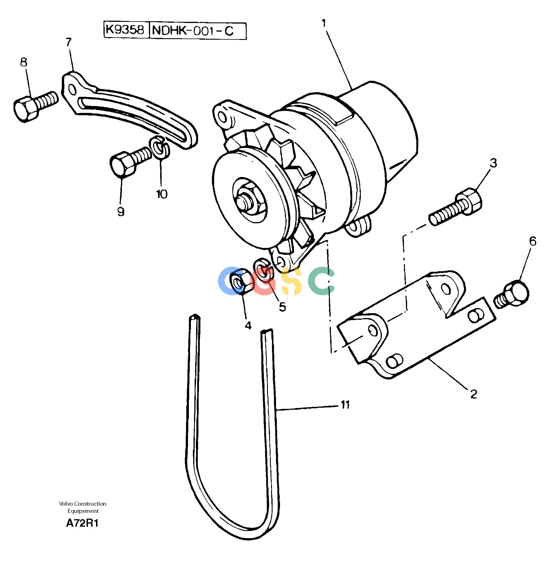 沃尔沃零件查询EC50 Alternator installationTYPE 247. KR80667J-NoneNoneNoneNoneAutodata Volvo online