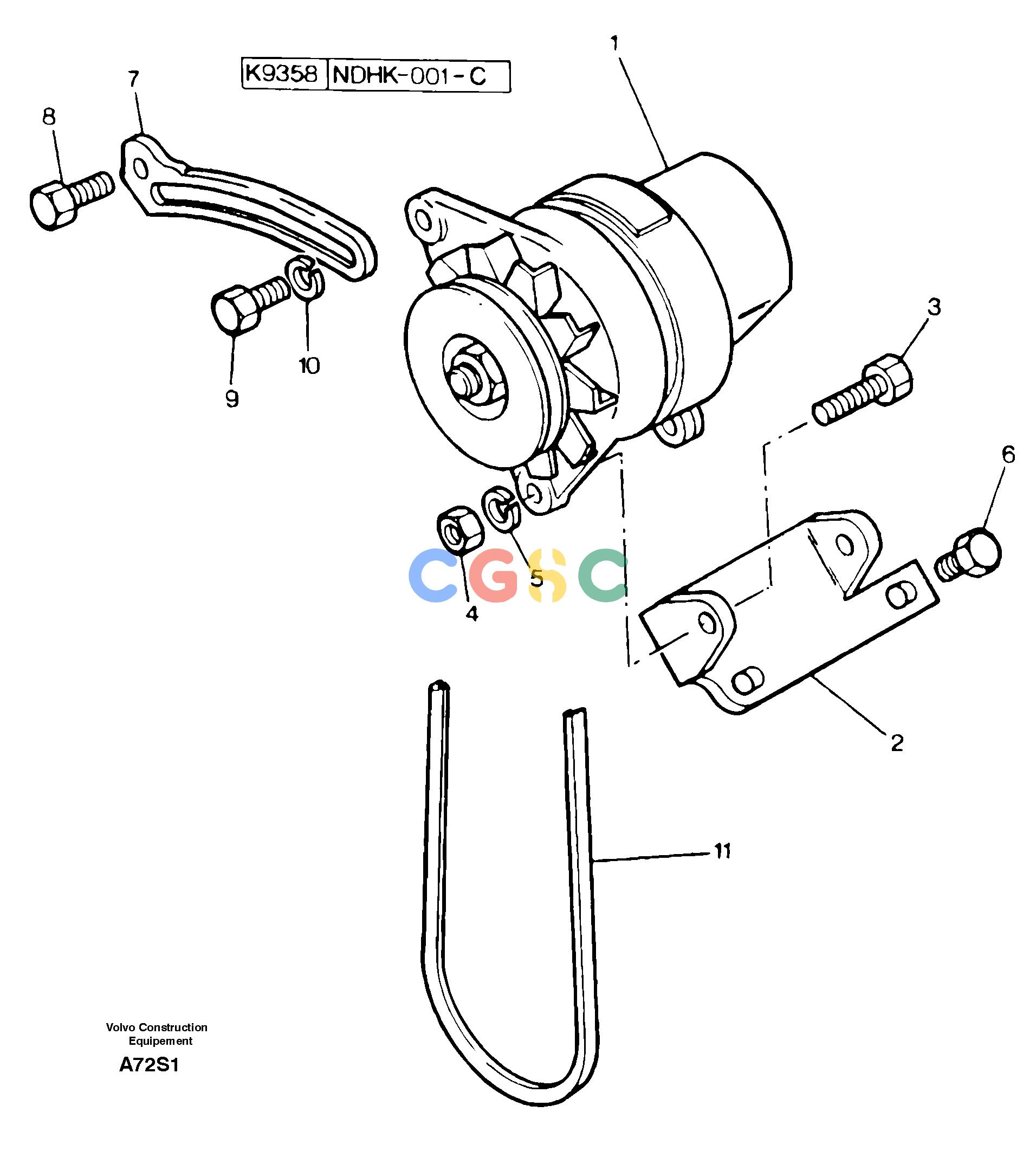 沃尔沃零件查询EW50 Alternator installationTYPE 256. KR80667J-NoneNoneNoneNoneAutodata Volvo online