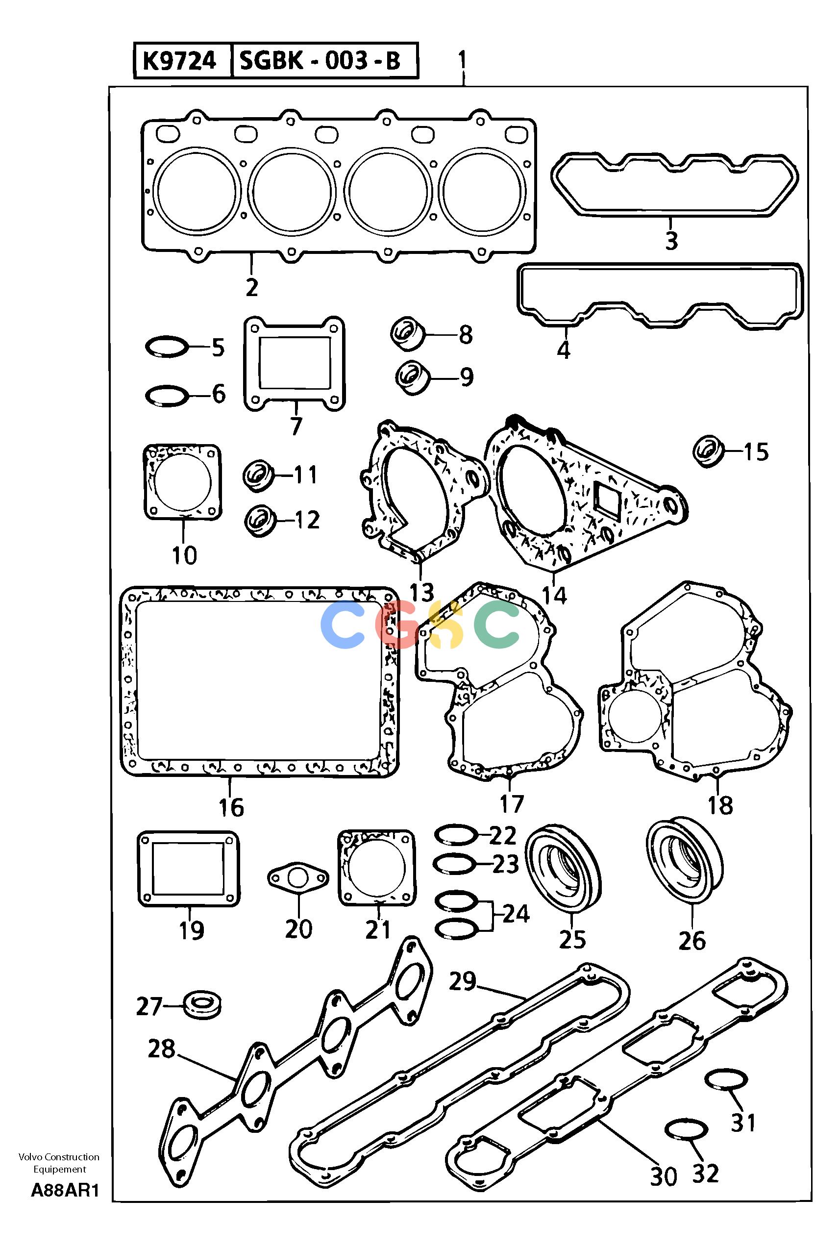 沃尔沃零件查询EC50 Engine gasket kitTYPE 247KR80667U-NoneNoneNoneNoneAutodata Volvo online
