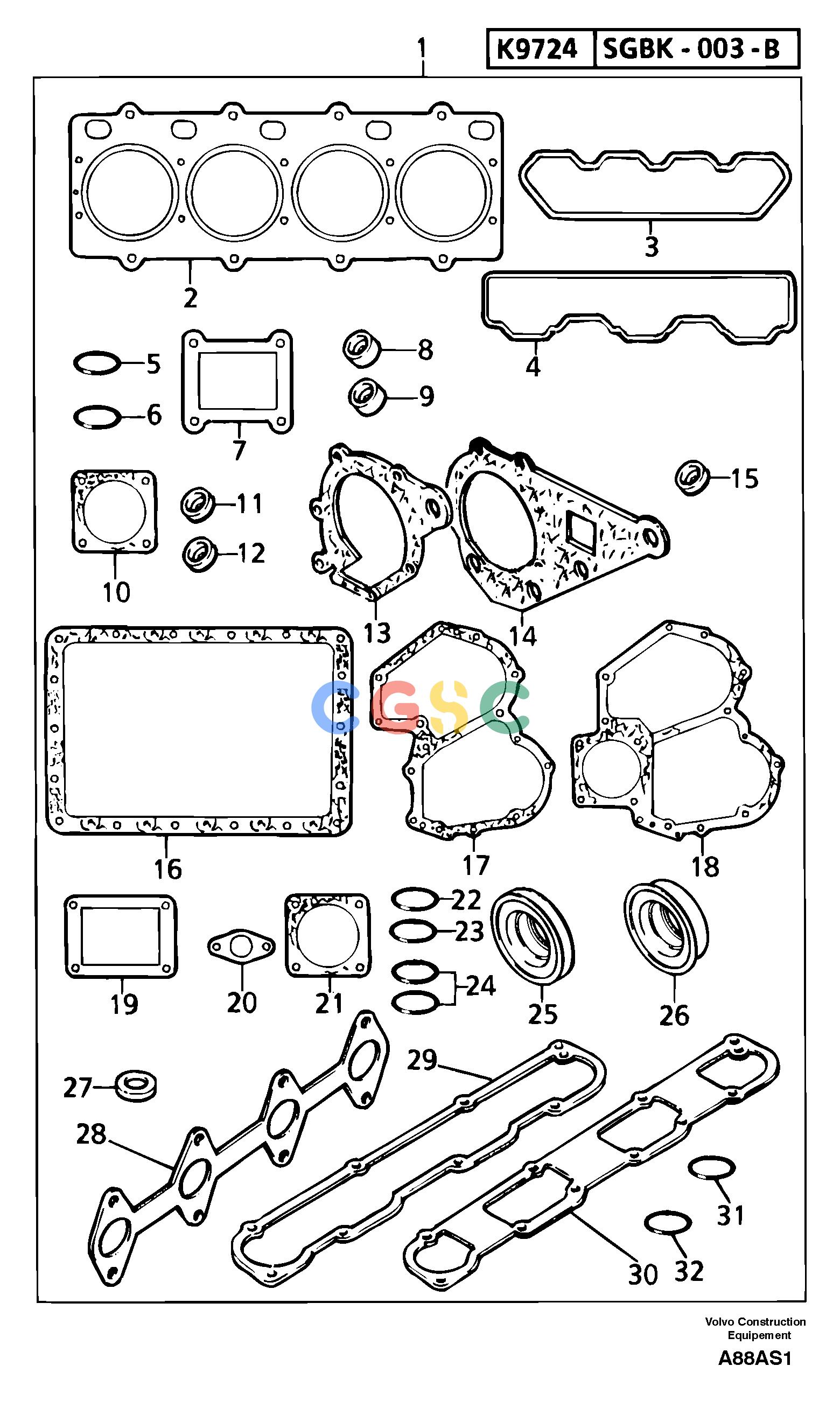 沃尔沃零件查询EW50 Engine gasket kitTYPE 256KR80667U-NoneNoneNoneNoneAutodata Volvo online
