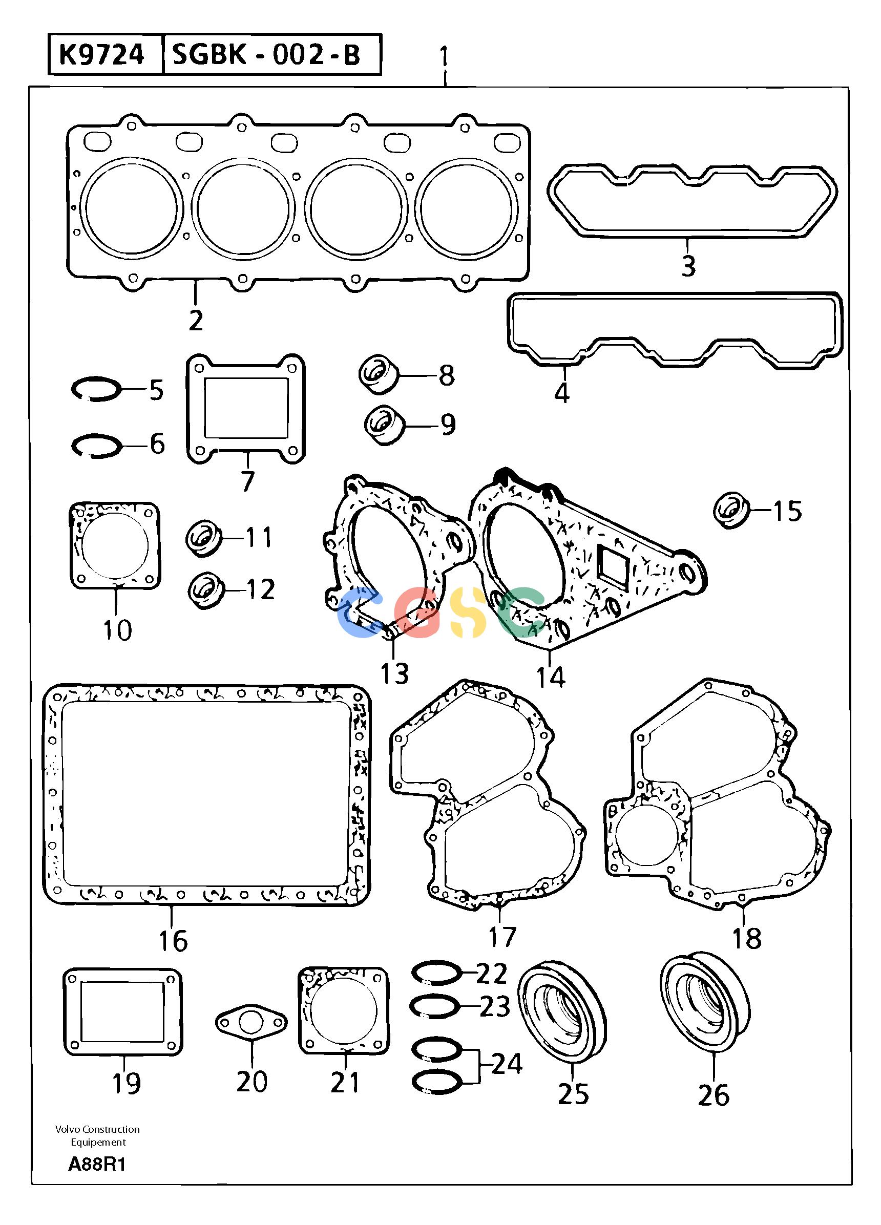 沃尔沃零件查询EC50 Engine gasket kitTYPE 247. KR80667J-NoneNoneNoneNoneAutodata Volvo online