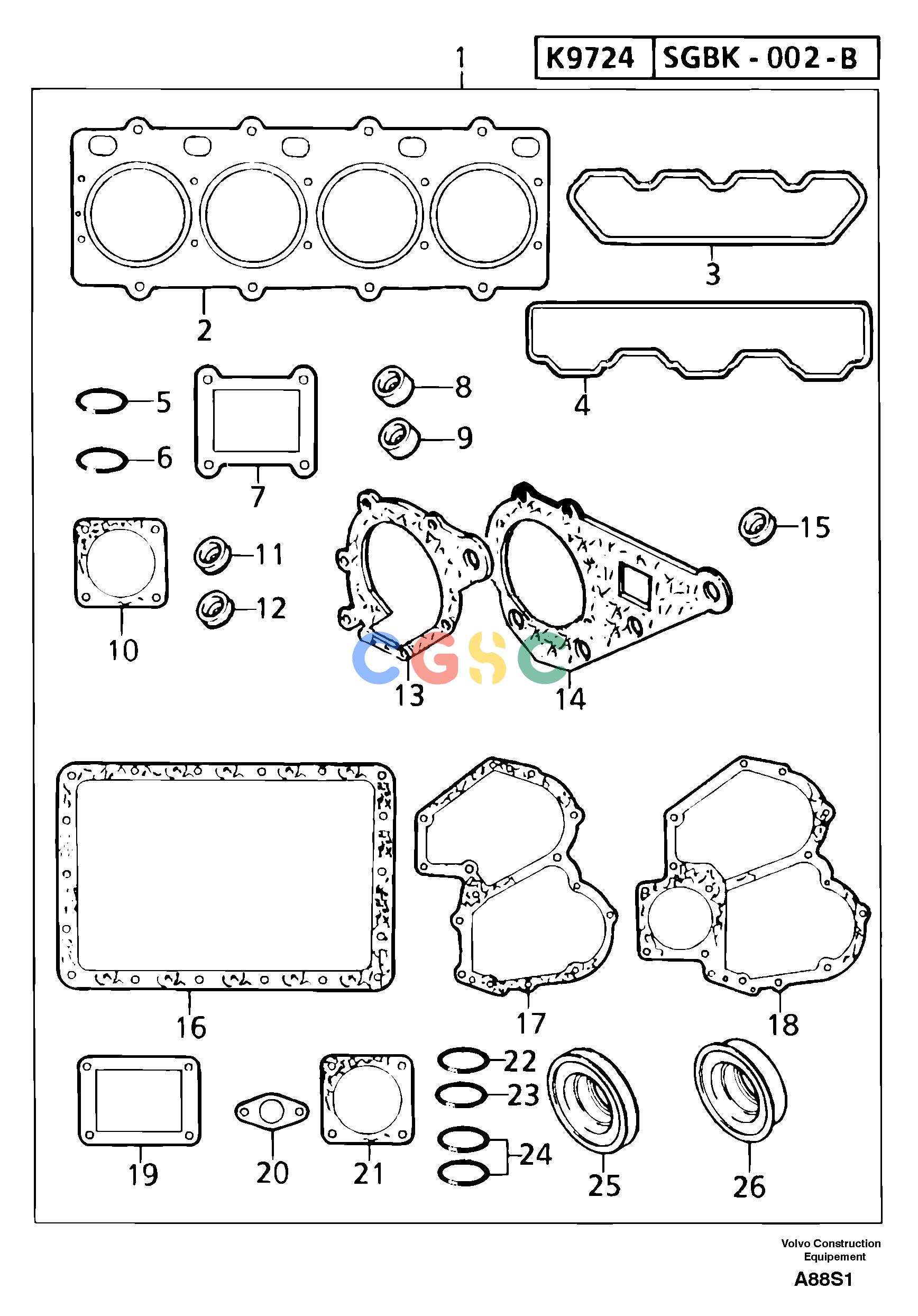 沃尔沃零件查询EW50 Engine gasket kitTYPE 256. KR80667J-NoneNoneNoneNoneAutodata Volvo online