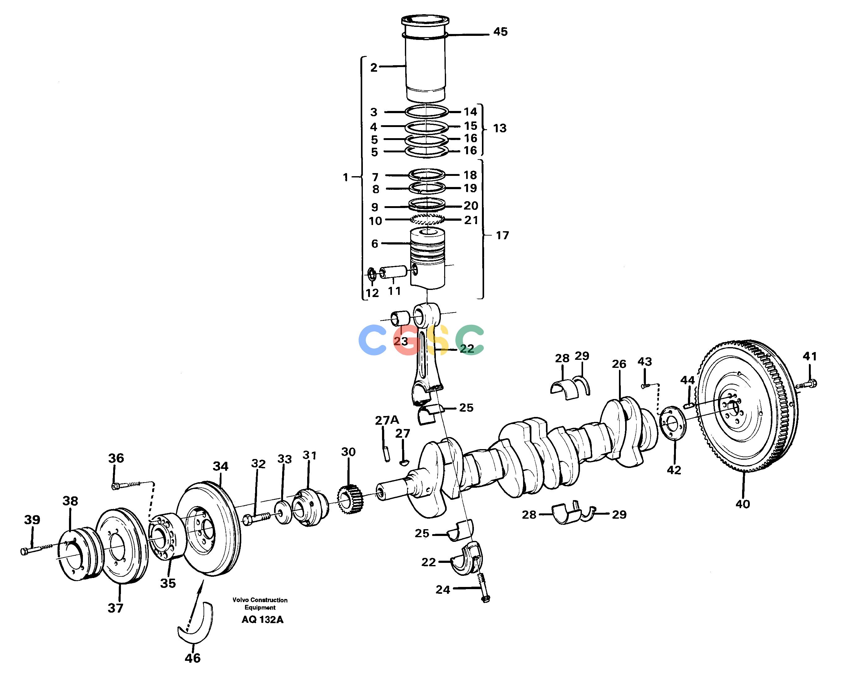沃尔沃零件查询L120C Crankshaft and related partsS/N 11319-SWE, S/N 61677-USA, S/N 70075-BRA NoneNoneNoneAutodata Volvo online