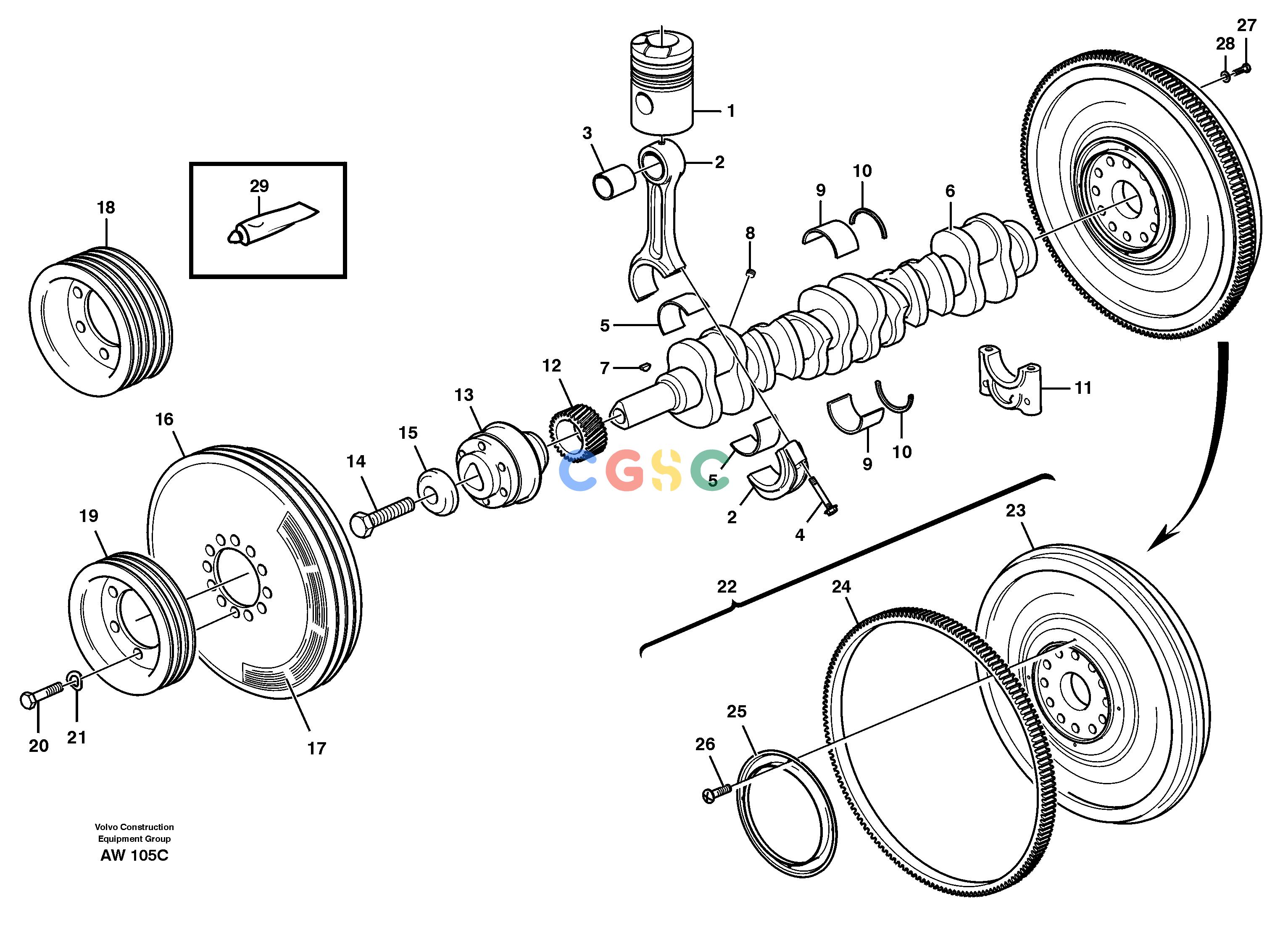 沃尔沃零件查询L180C Crankshaft and related partsS/N 2533-SWE, 60465-USA499167-8188162NoneNoneNoneAutodata Volvo online
