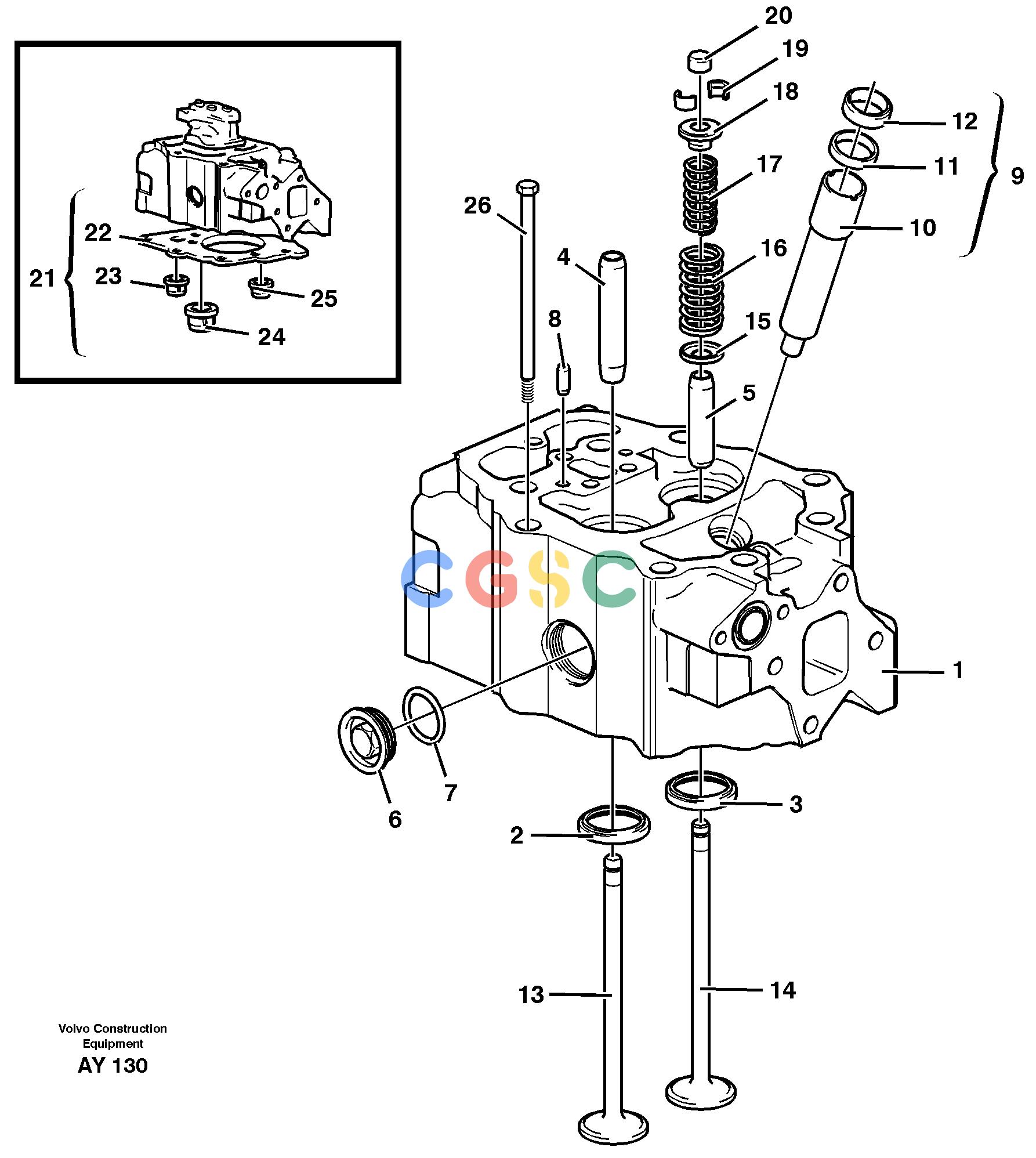 沃尔沃零件查询L220D Cylinder headSER NO 1001- NoneNoneNoneAutodata Volvo online