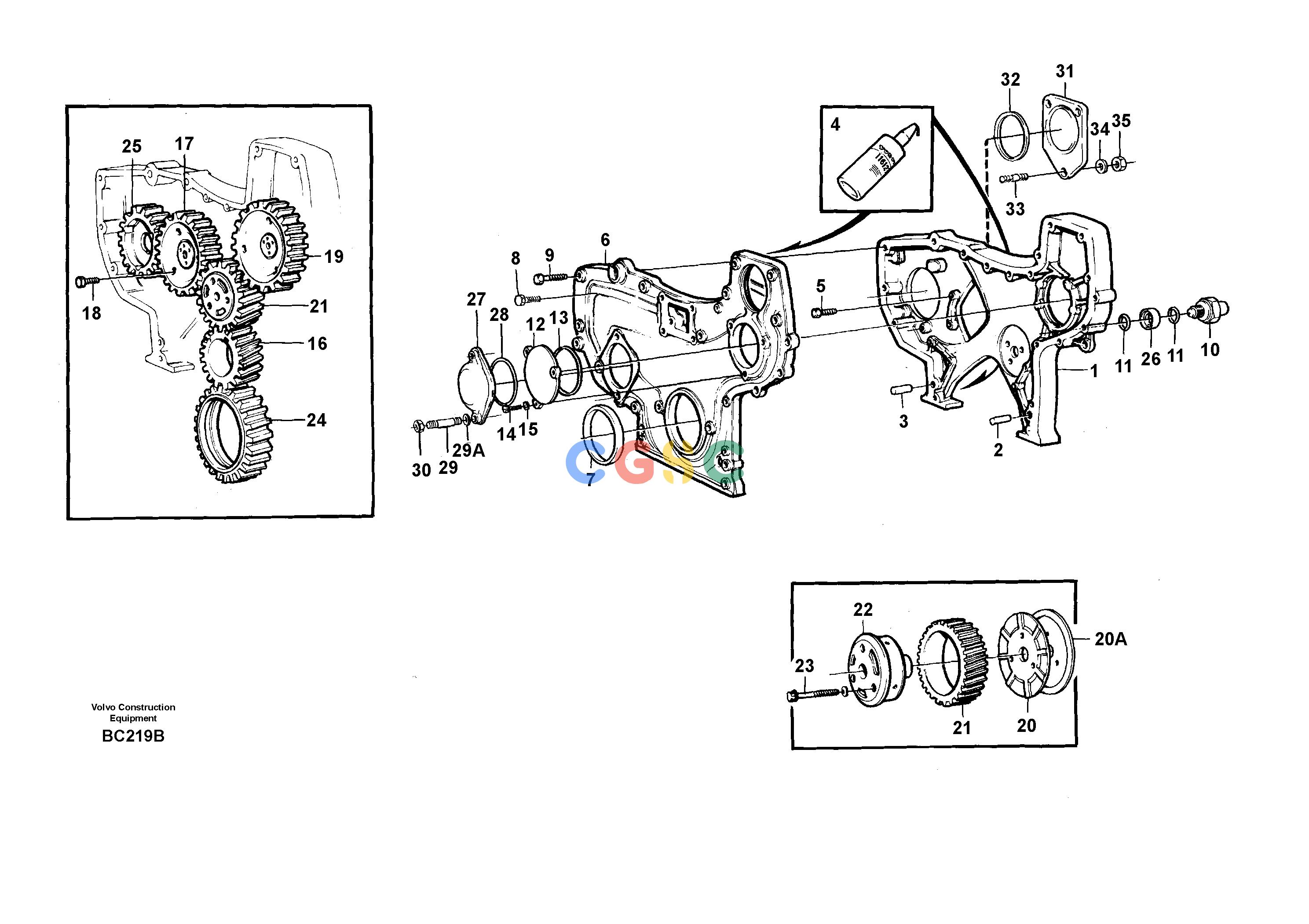沃尔沃零件查询A25C VOLVO BM Timing gear casing and gearsVOLVO BM A25C SER NO - 10256/ - 60911 NoneNoneNoneAutodata Volvo online