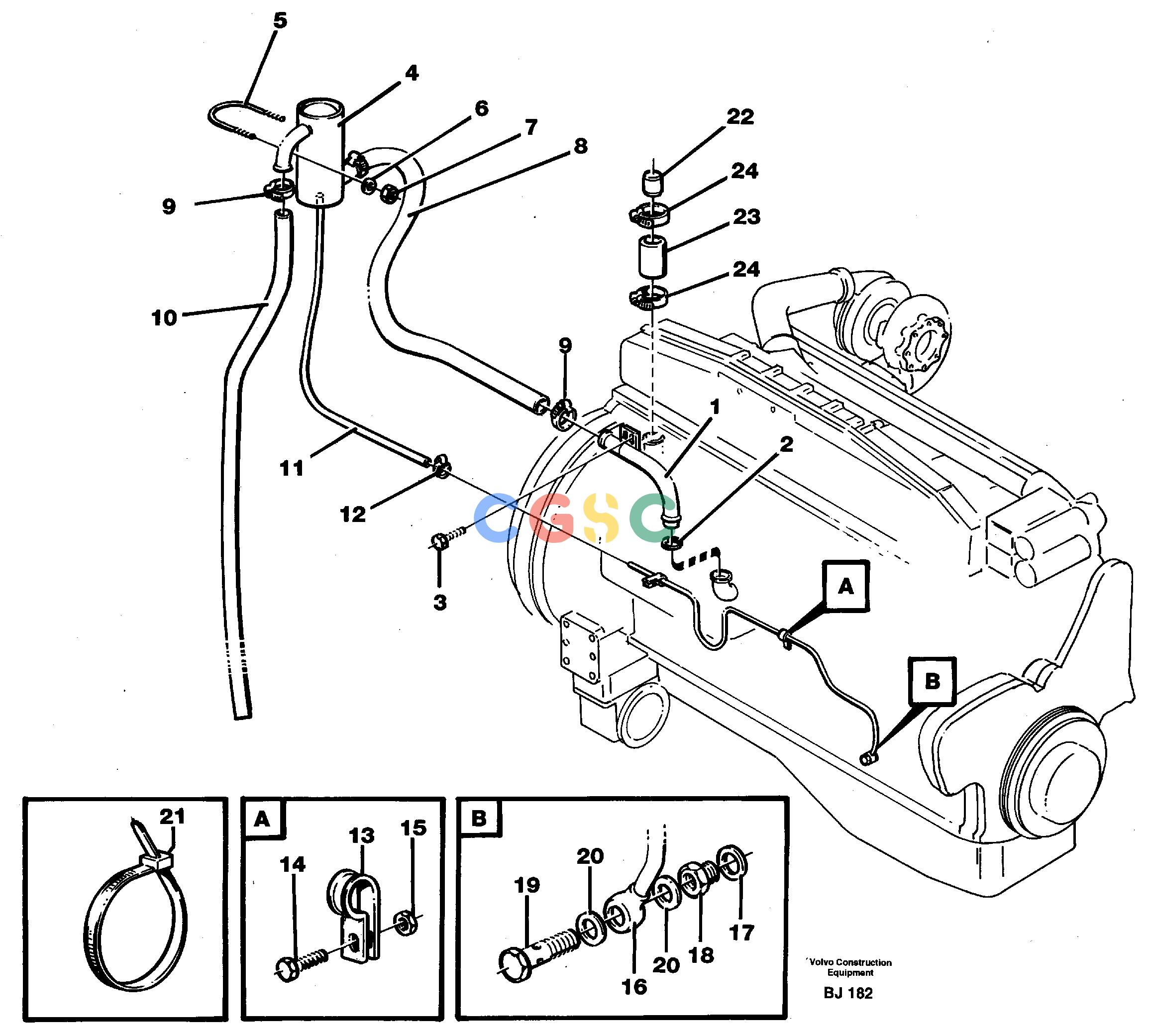 沃尔沃零件查询A30C VOLVO BM Crankcase ventilationVOLVO BM A30C SER NO - 2320/- 2275, USA NoneNoneNoneAutodata Volvo online