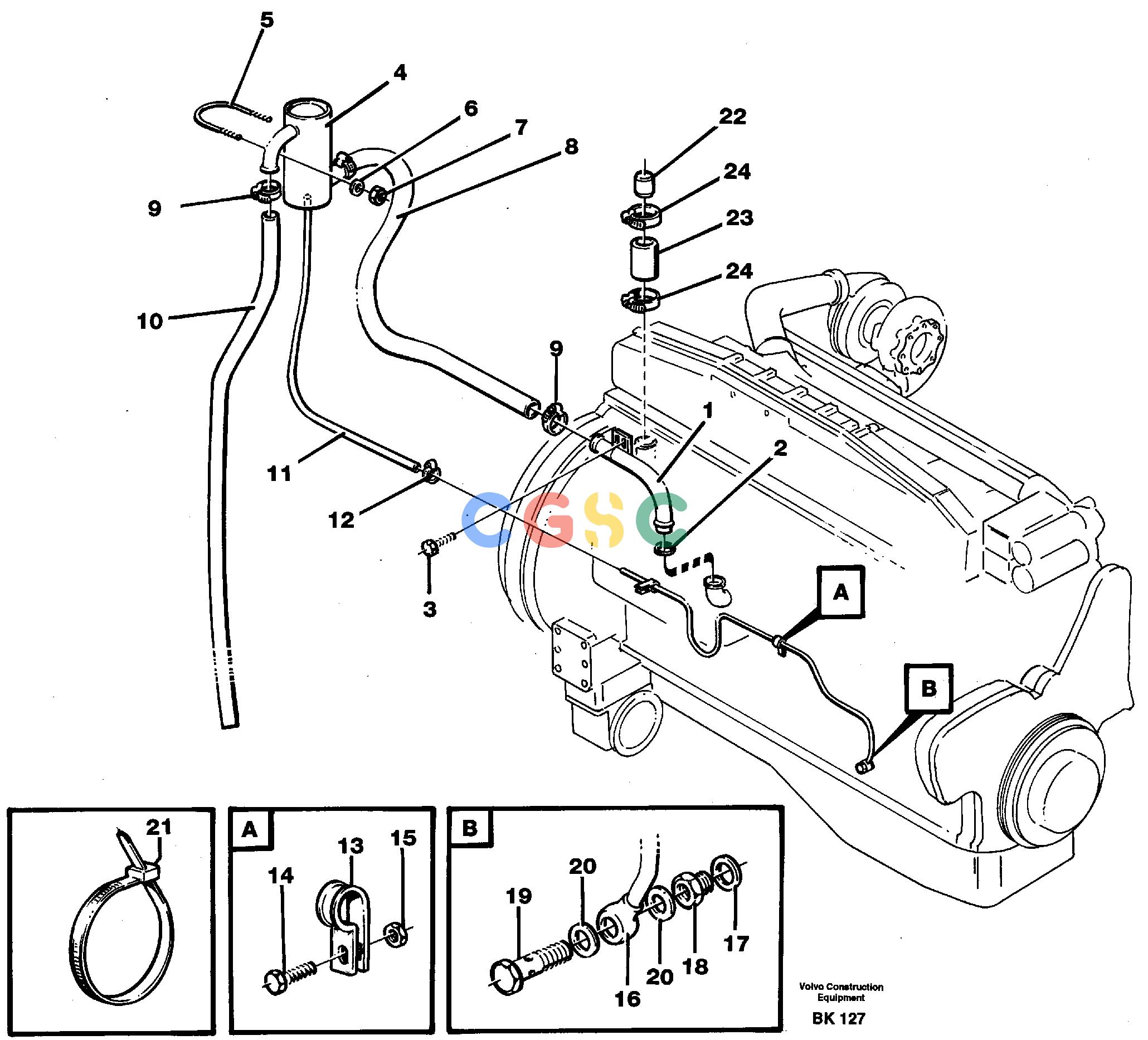 沃尔沃零件查询A35C VOLVO BM Crankcase ventilationVOLVO BM A35C SER NO - 4620, NoneNoneNoneAutodata Volvo online
