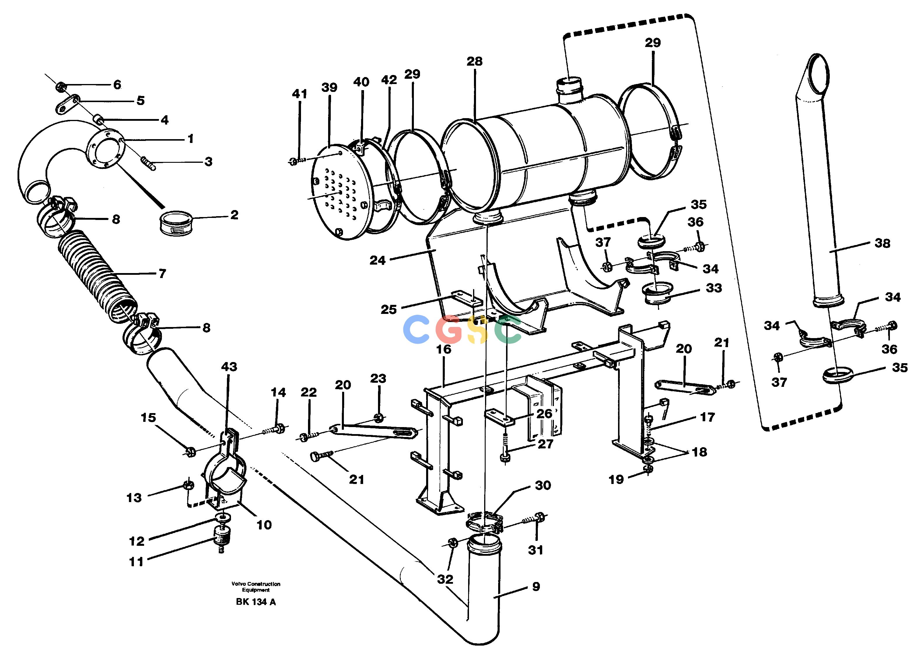 沃尔沃零件查询A35C VOLVO BM Exhaust system, silencerVOLVO BM A35C SER NO - 4620, NoneNoneNoneAutodata Volvo online
