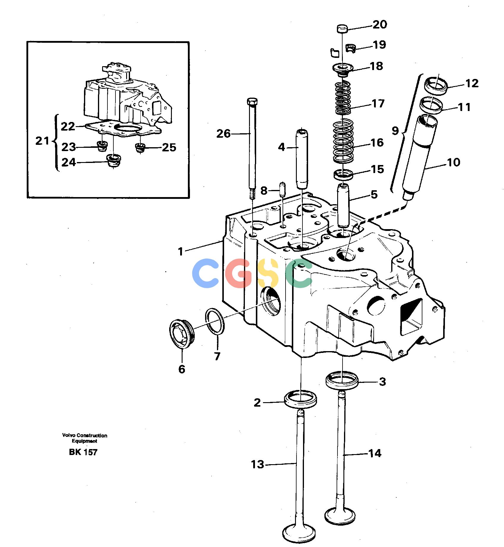 沃尔沃零件查询A35C VOLVO BM Cylinder headVOLVO BM A35C SER NO - 4620, NoneNoneNoneAutodata Volvo online
