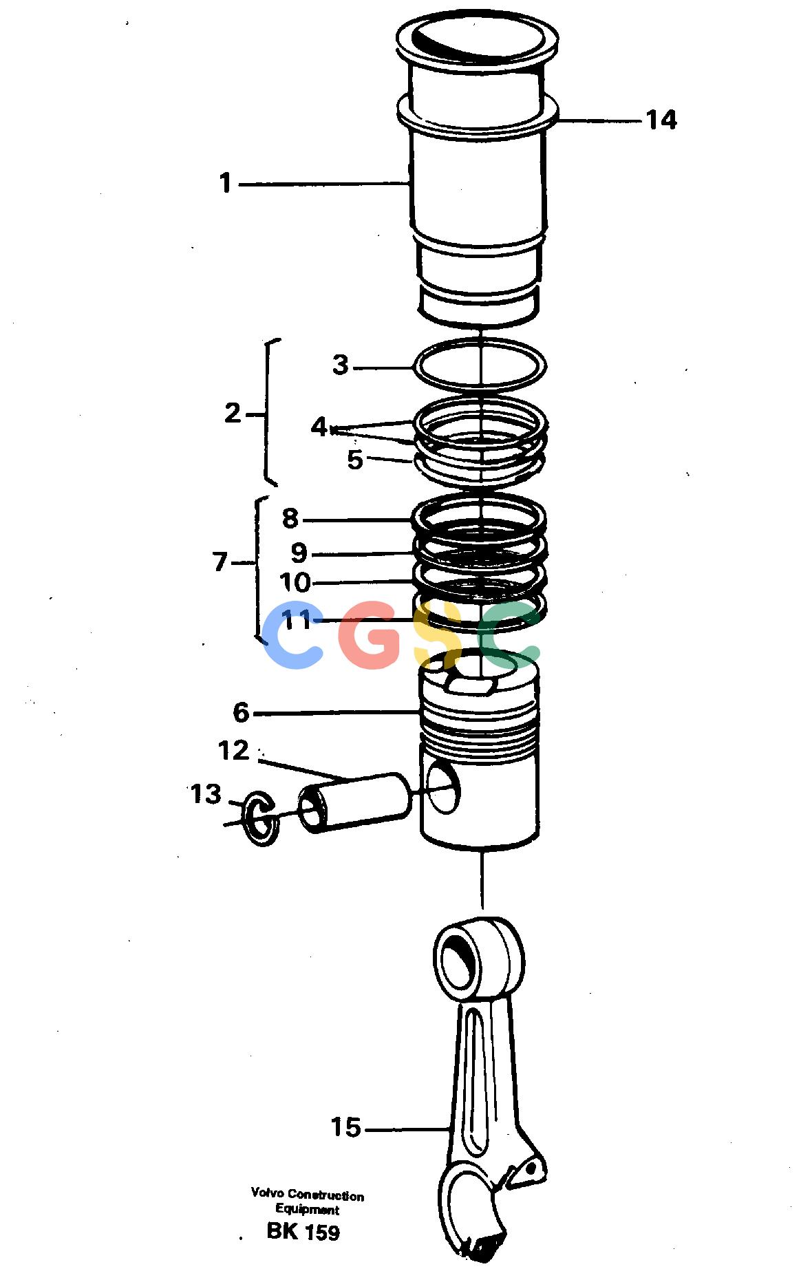 沃尔沃零件查询A35C VOLVO BM Cylinder linerVOLVO BM A35C SER NO - 4620, NoneNoneNoneAutodata Volvo online