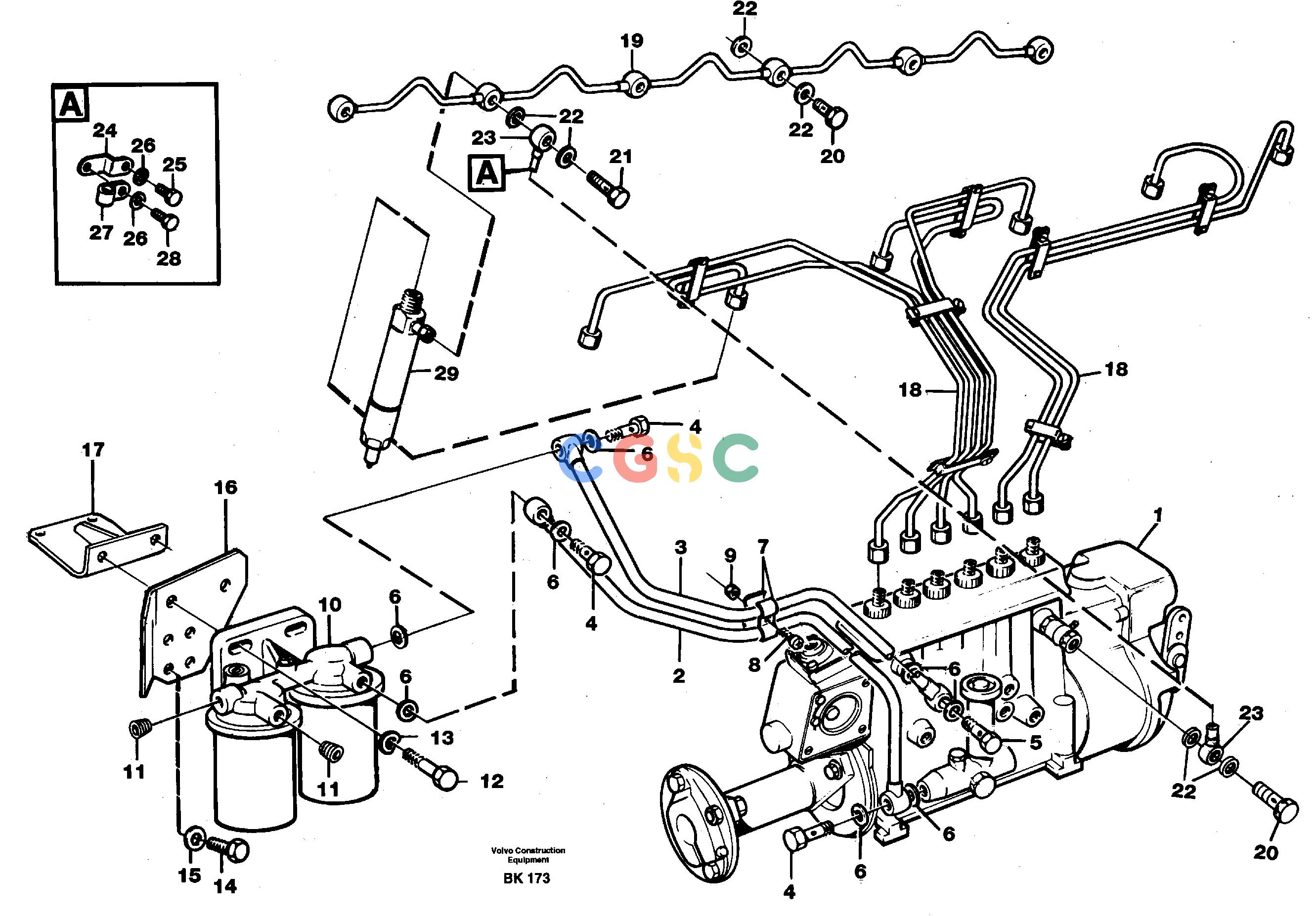 沃尔沃零件查询A35C VOLVO BM Fuel pipes, fuel injec. pump-fuel filter,-leak-off lineVOLVO BM A35C SER NO - 4620, NoneNoneNoneAutodata Volvo online