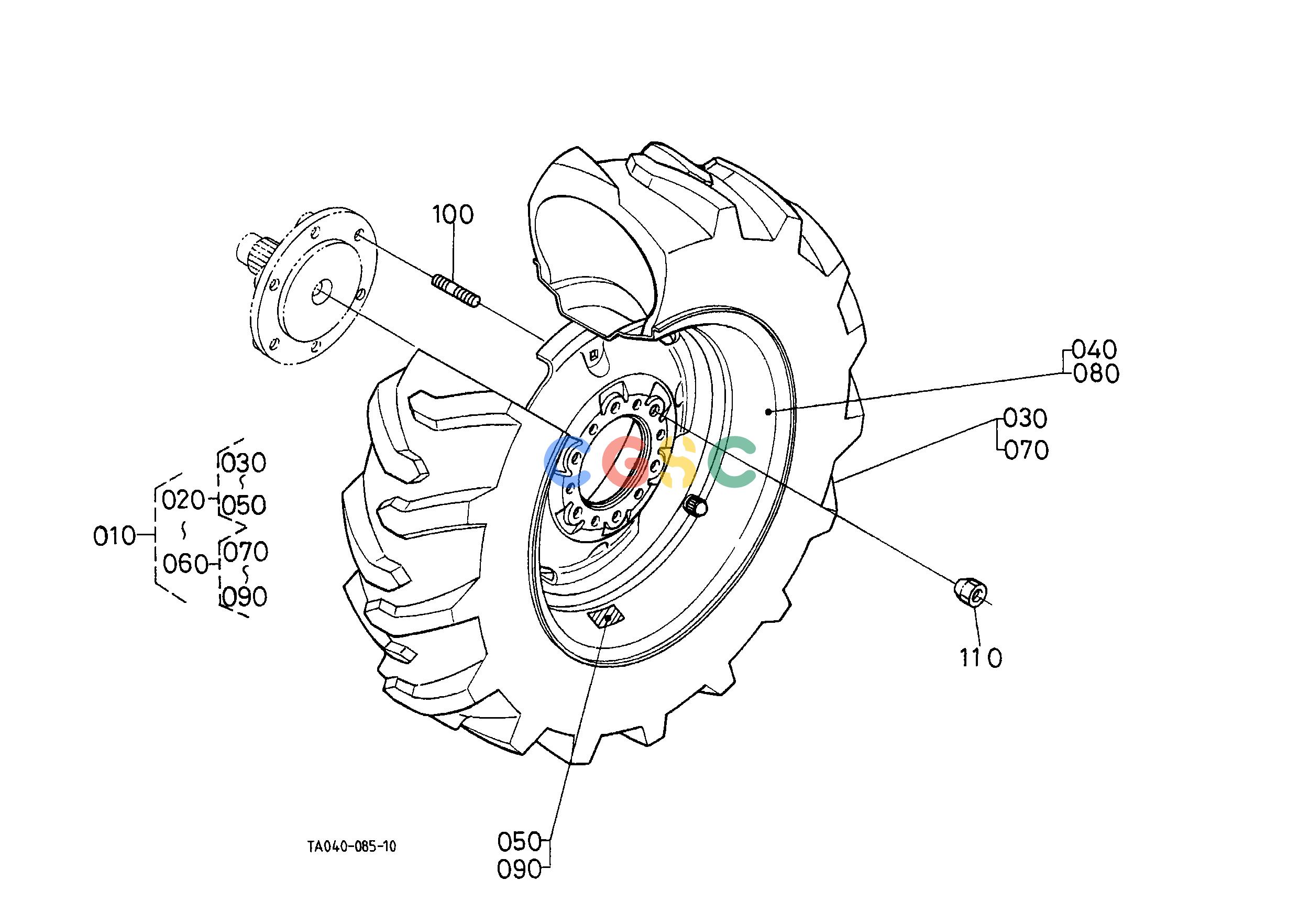 久保田零件查询P10105 FRONT WHEEL (10-16.5) FRONT WHEEL/REAR WHEELEPC Kubota online