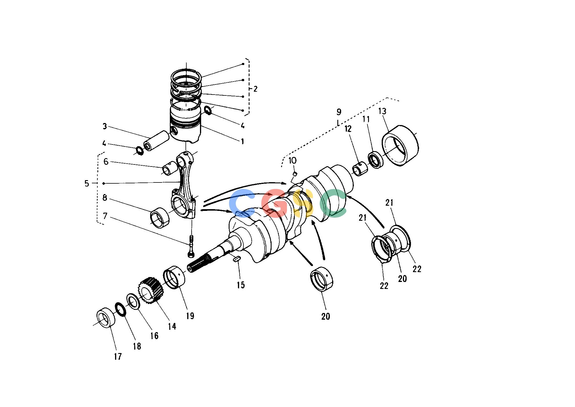 久保田零件查询T01000 PISTON CRANKSHAFT ENGINEEPC Kubota online