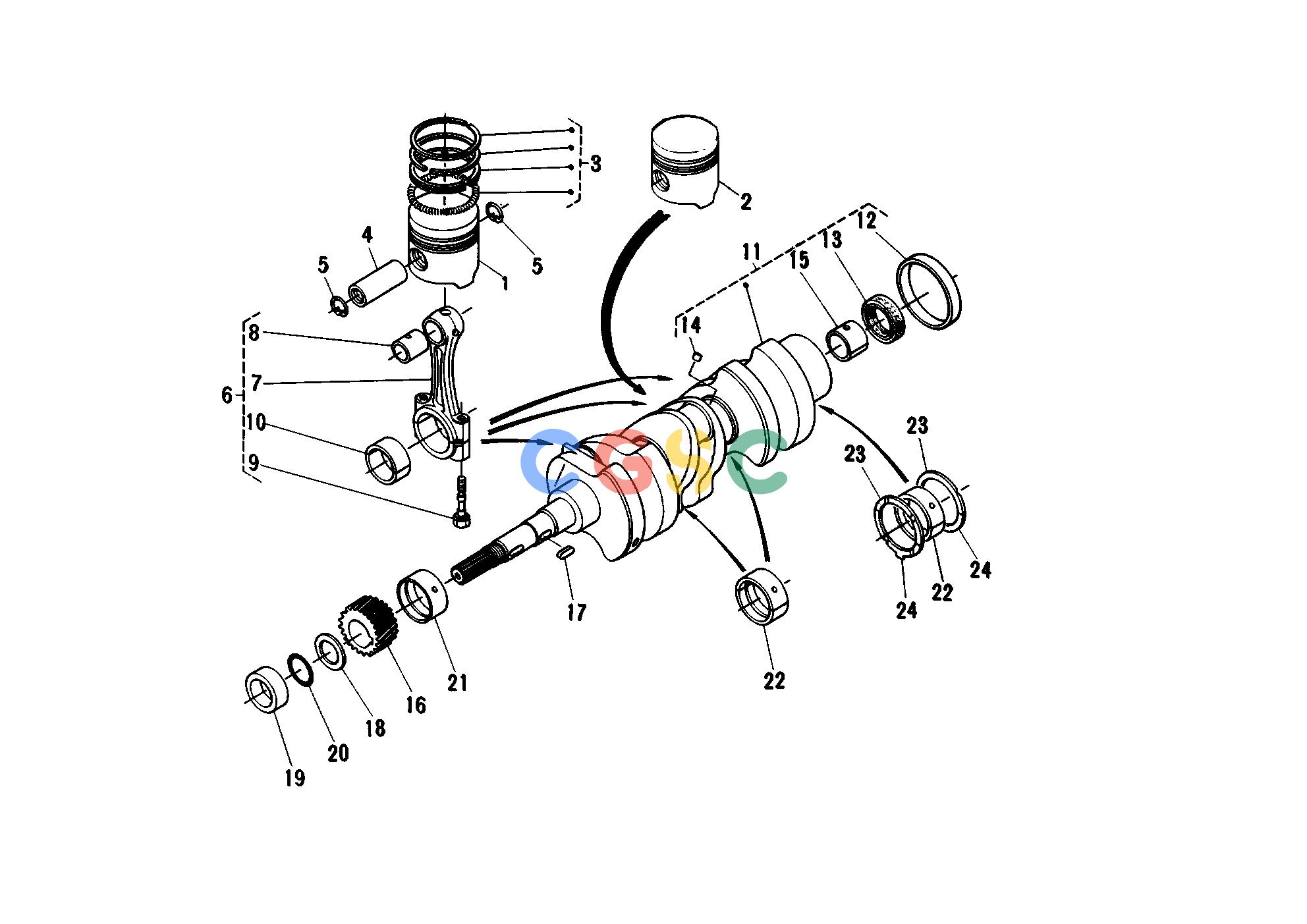 久保田零件查询T01200 CRANKSHAFT/PISTON ENGINEEPC Kubota online