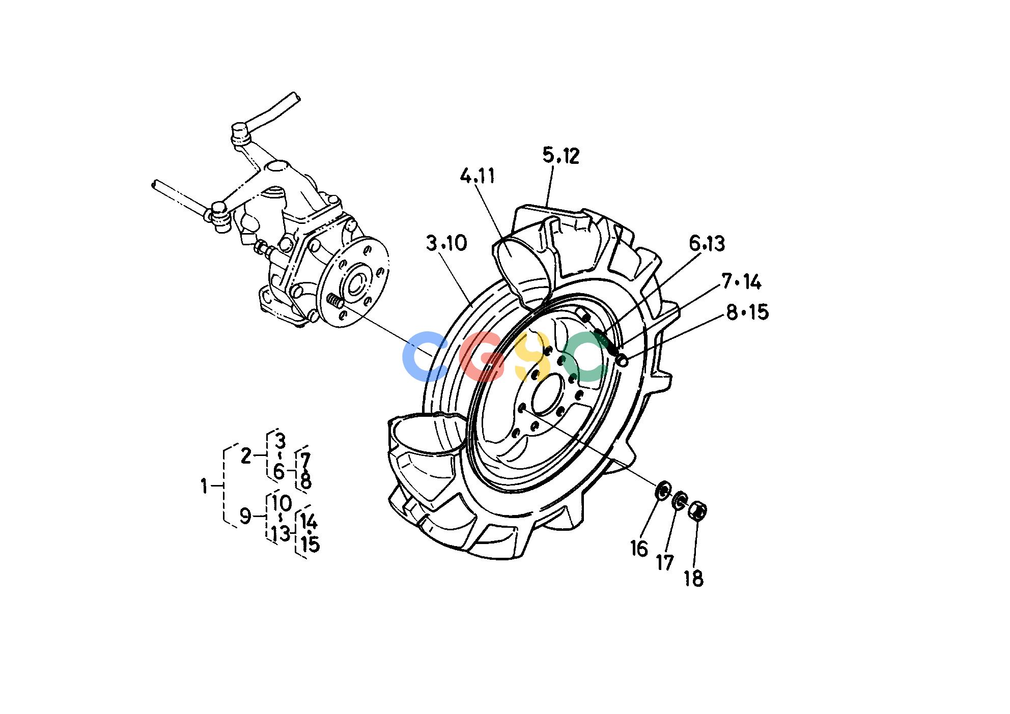 久保田零件查询T07800 FRONT WHEEL (6-12) [B8200HST-DP] FRONT AXLE/FRONT WHEELEPC Kubota online