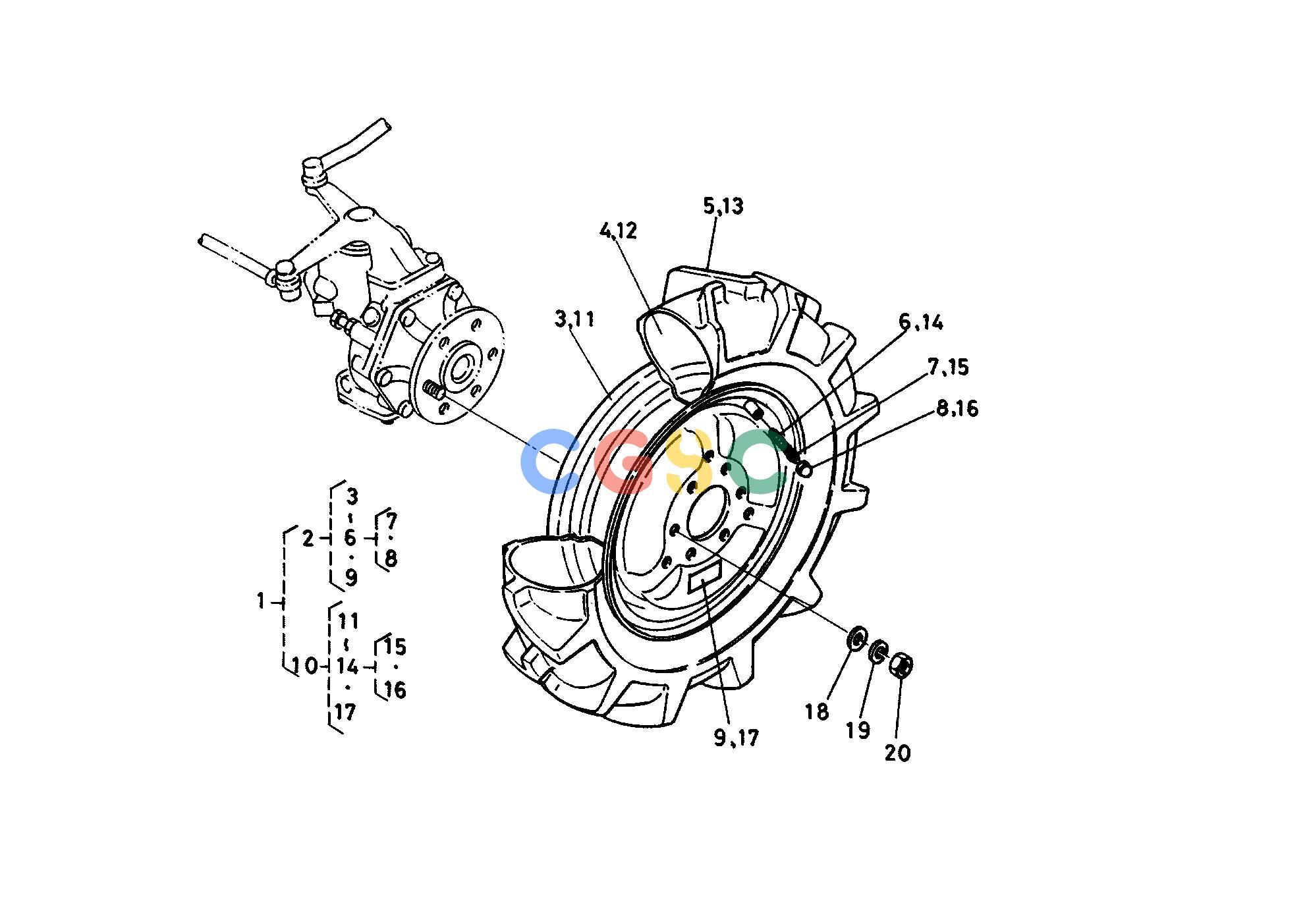 久保田零件查询T09300 FRONT WHEEL (6-12) FRONT AXLE/FRONT WHEELEPC Kubota online